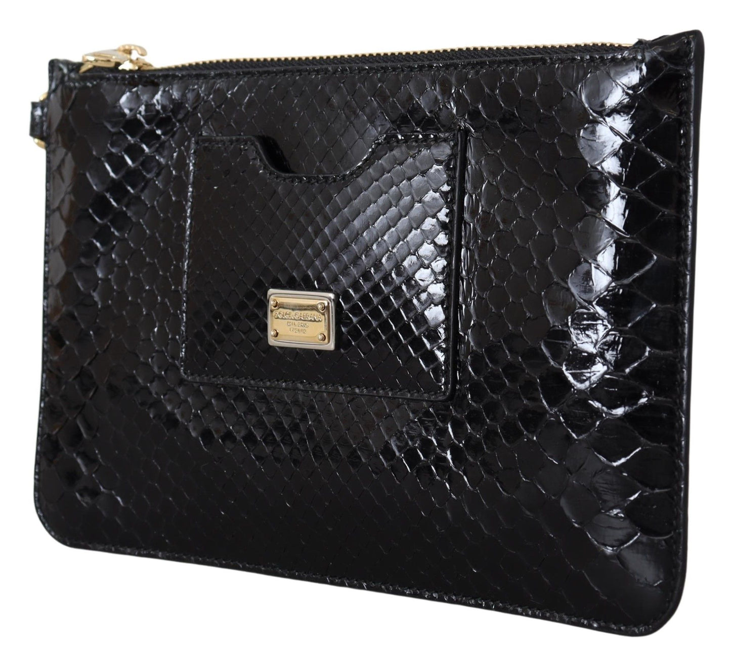 Porte-monnaie en cuir noir Dolce & Gabbana avec miroir et portefeuille Agnese