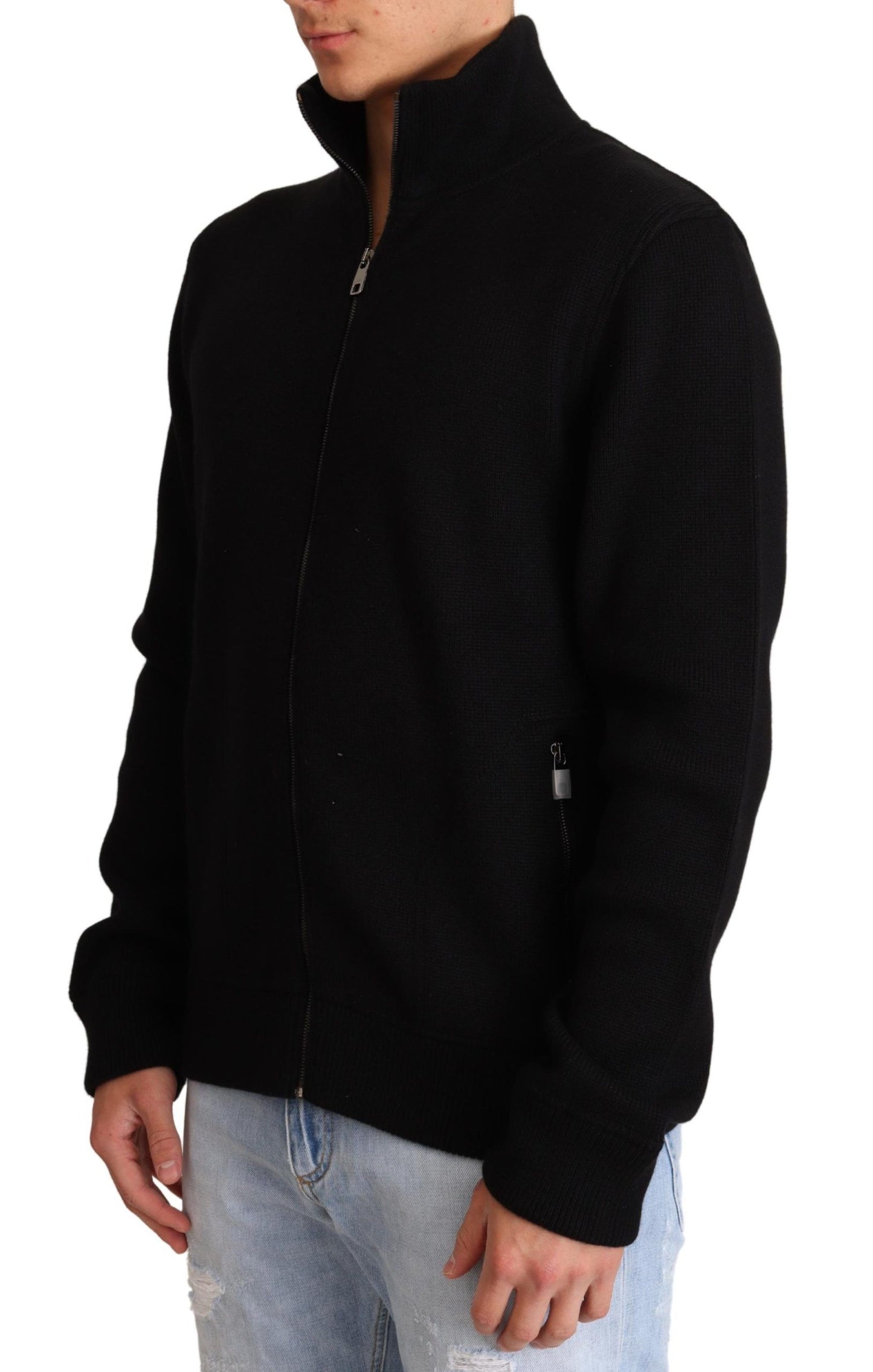 Dolce & Gabbana Zwarte Cashmere Sweater met Ritssluiting voor Heren