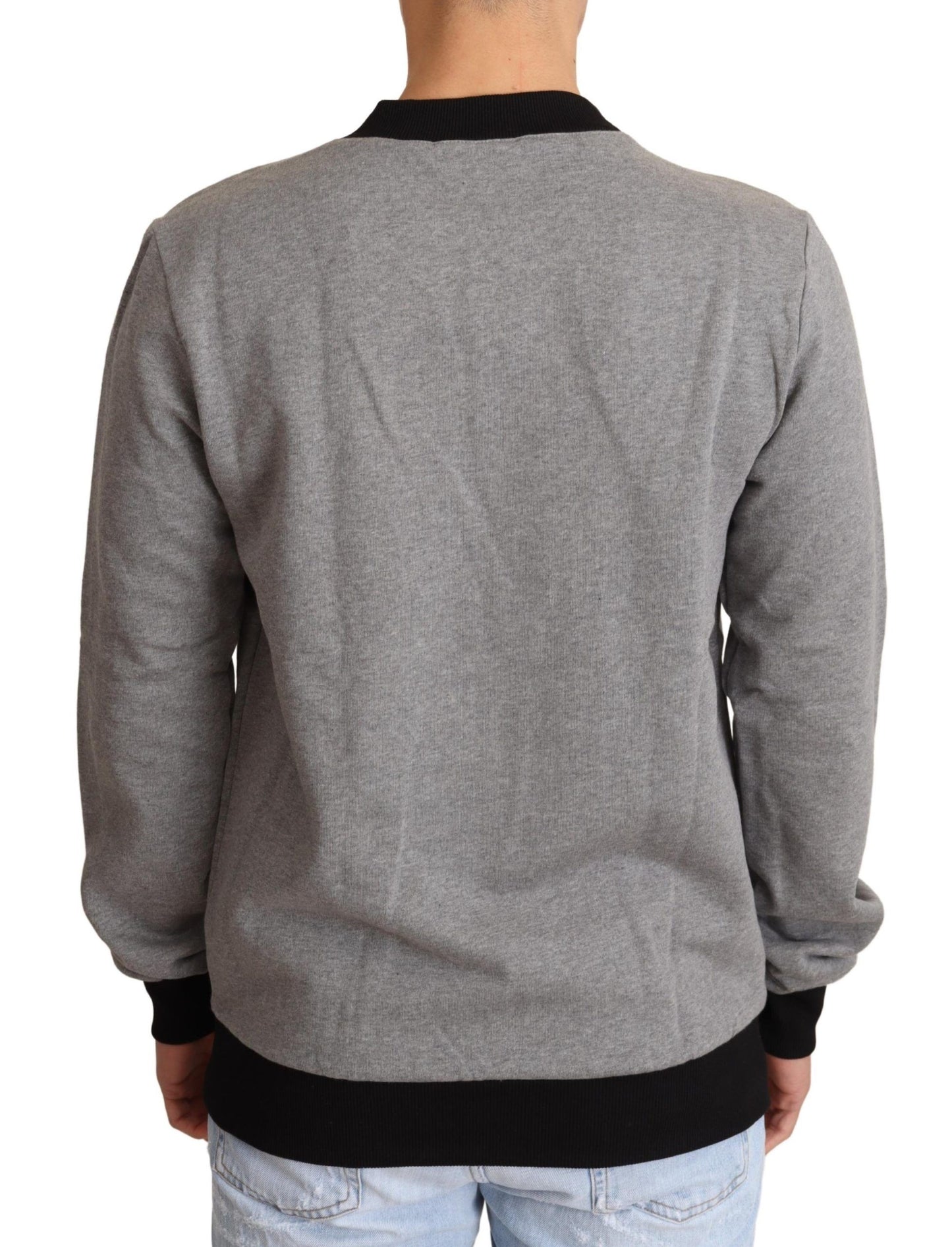 Pull en coton gris à motif couronne et roi de Dolce & Gabbana