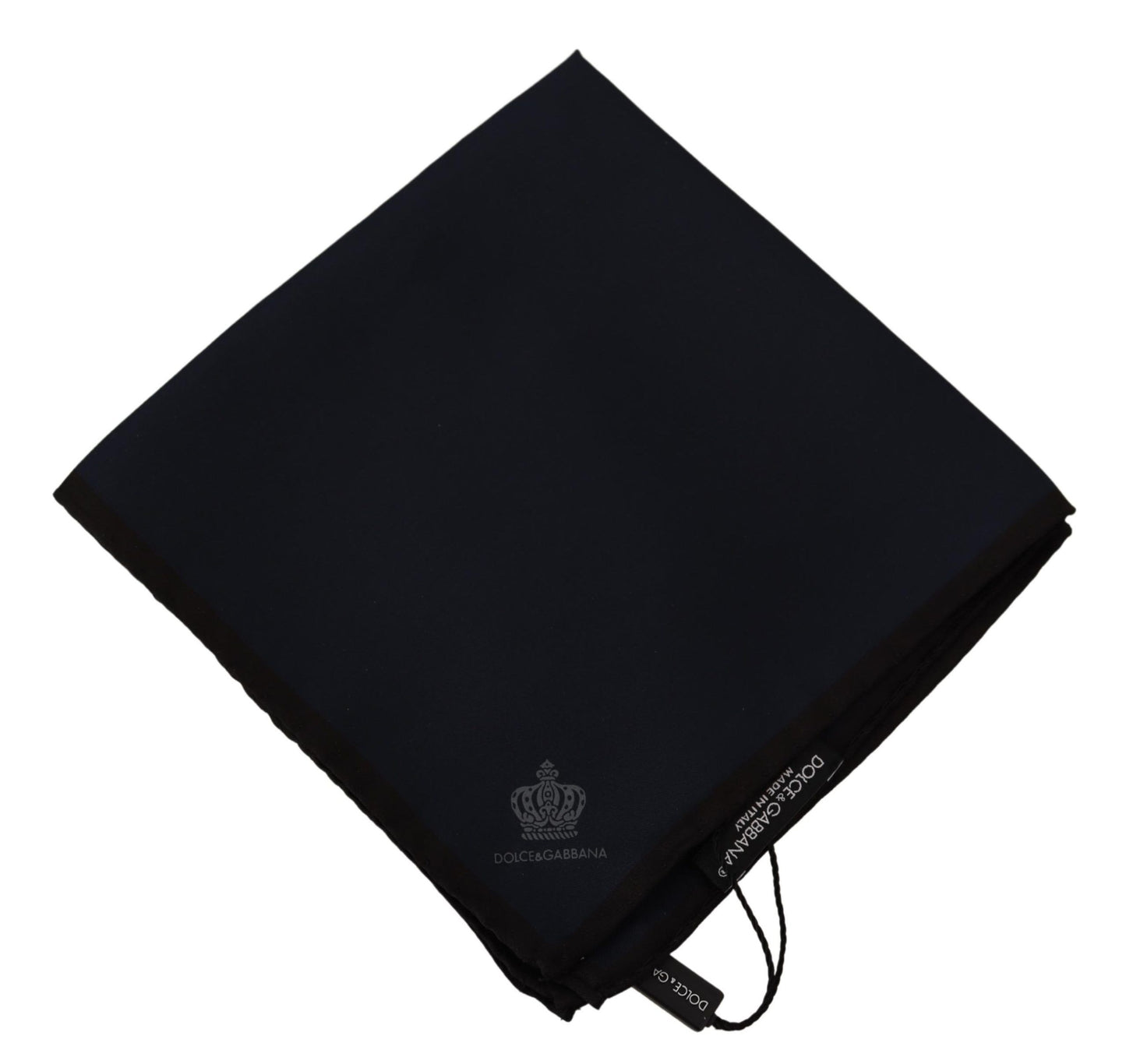Dolce & Gabbana Zwarte Vierkante Zakdoek 100% Zijden Sjaal