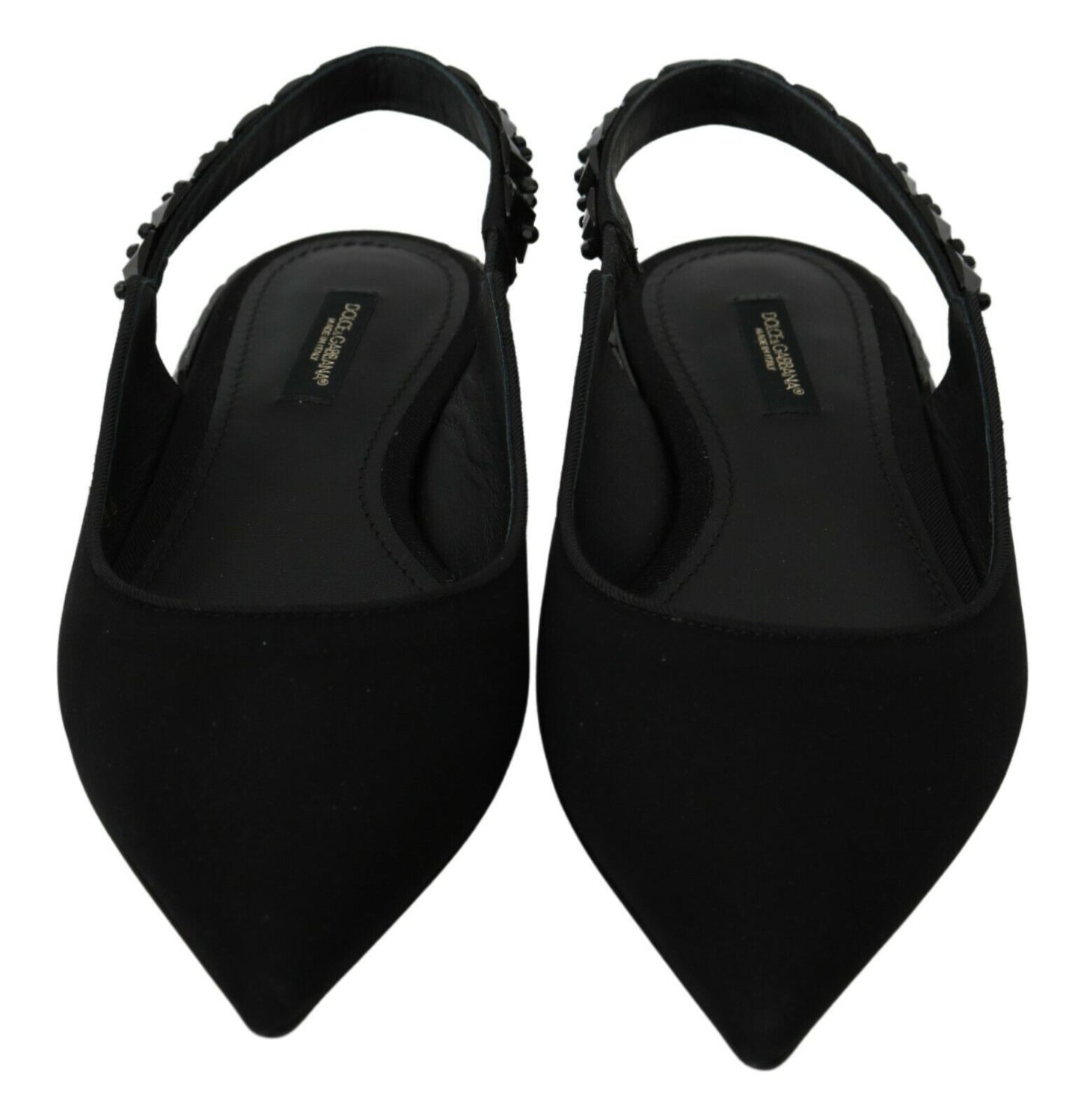Dolce & Gabbana zwarte flatslingback-schoenen van charmeuse
