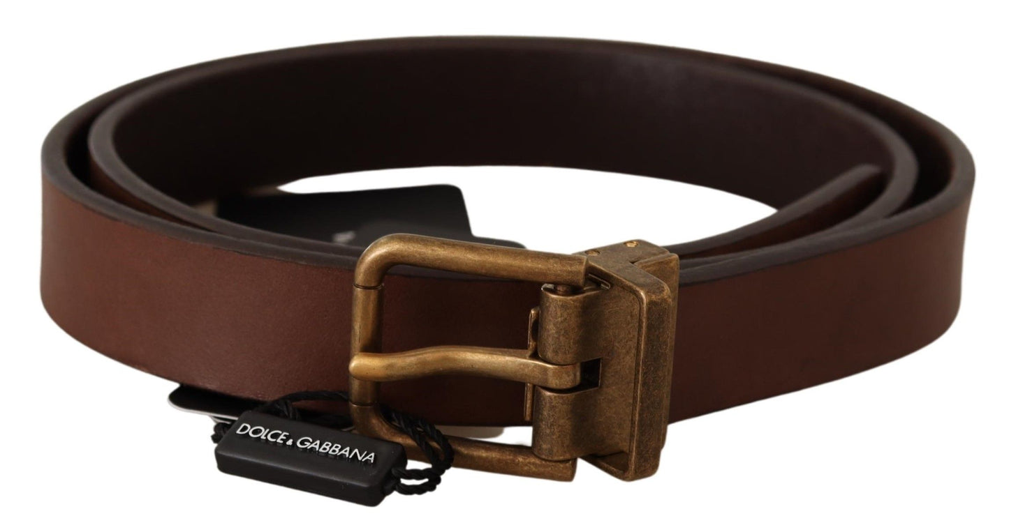 Dolce & Gabbana Bruine Leren Rustieke Gesp Cintura Riem