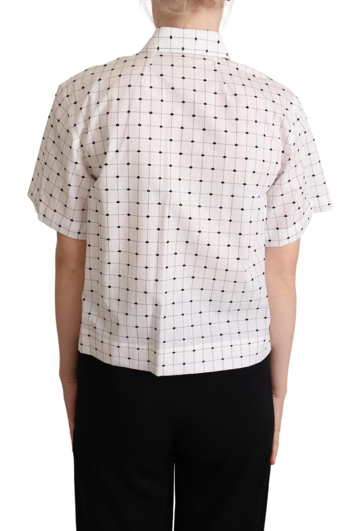 Haut en coton à col et pois blancs de Dolce & Gabbana