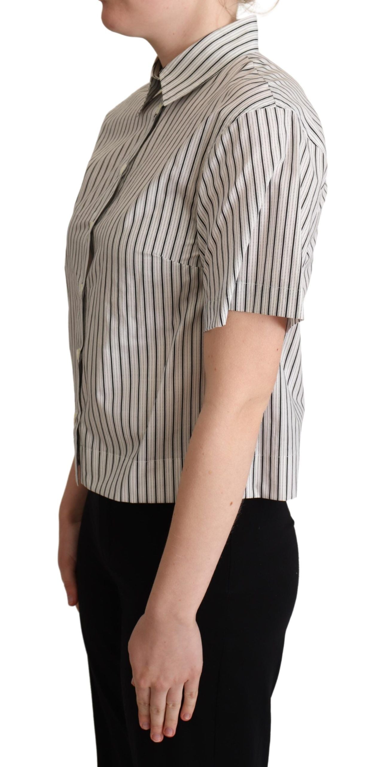 Chemise à col blanc et rayures noires de Dolce & Gabbana