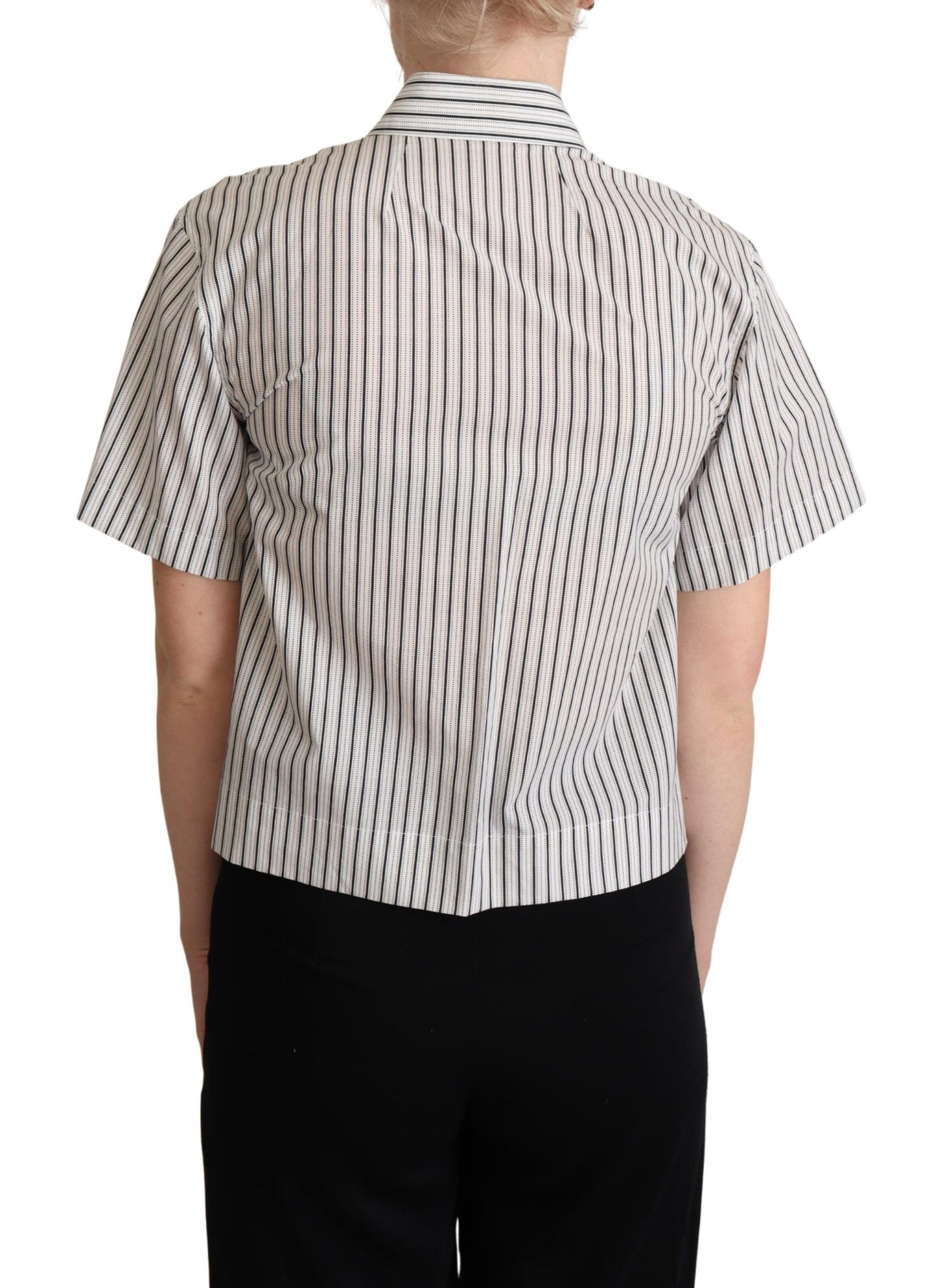 Chemise à col blanc et rayures noires de Dolce & Gabbana