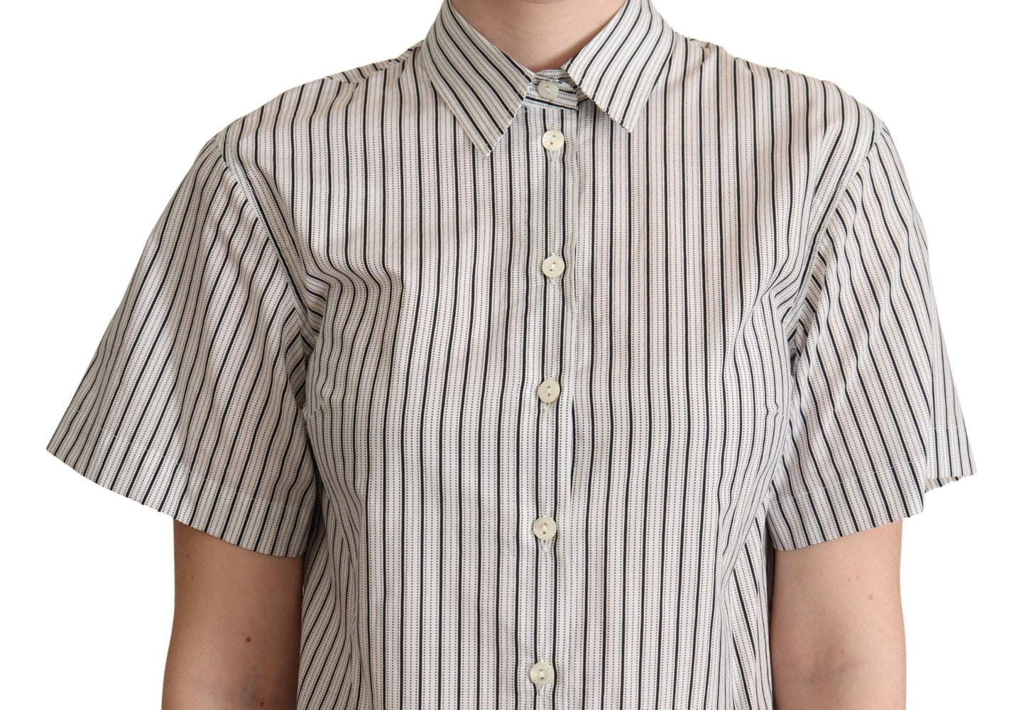 Chemise à col blanc et rayures noires de Dolce & Gabbana