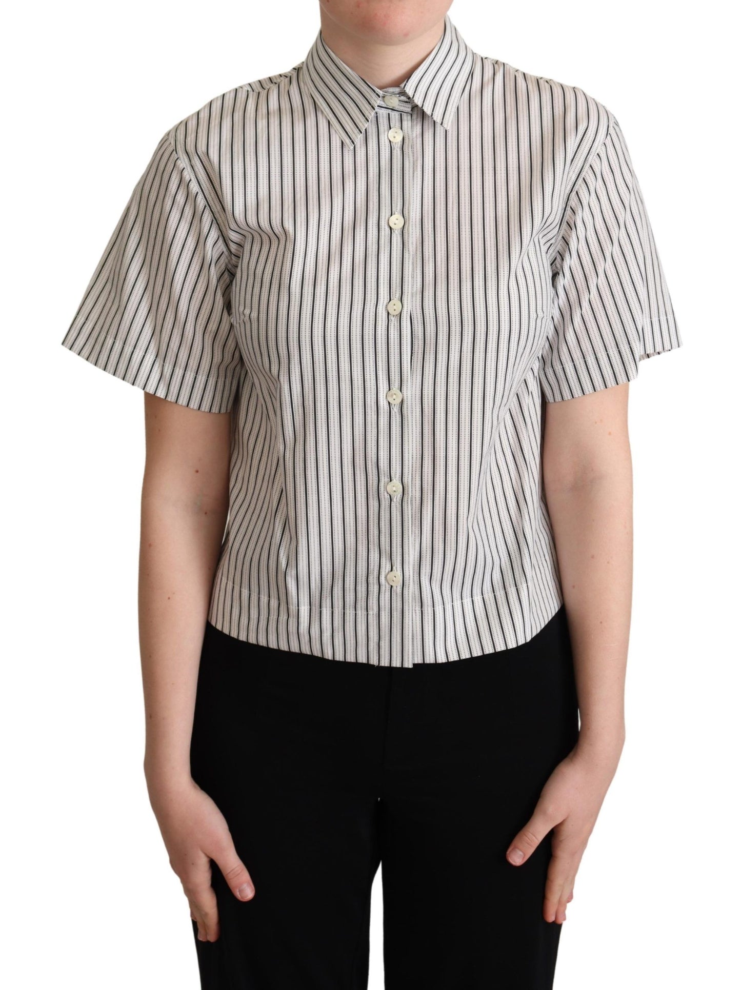 Chemise à col blanc et rayures noires de Dolce & Gabbana