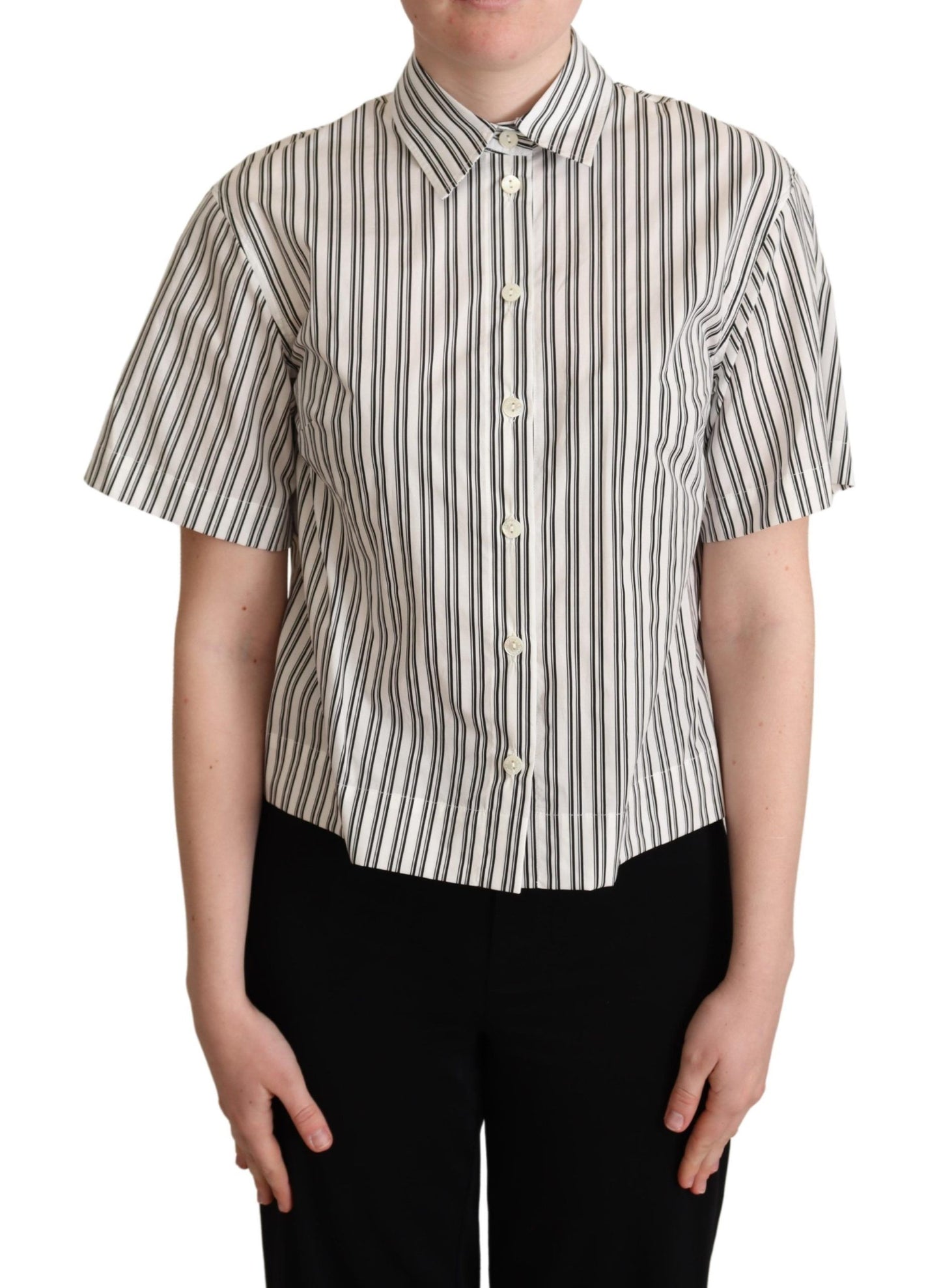 Dolce & Gabbana wit-zwart gestreept overhemd/blouse/top