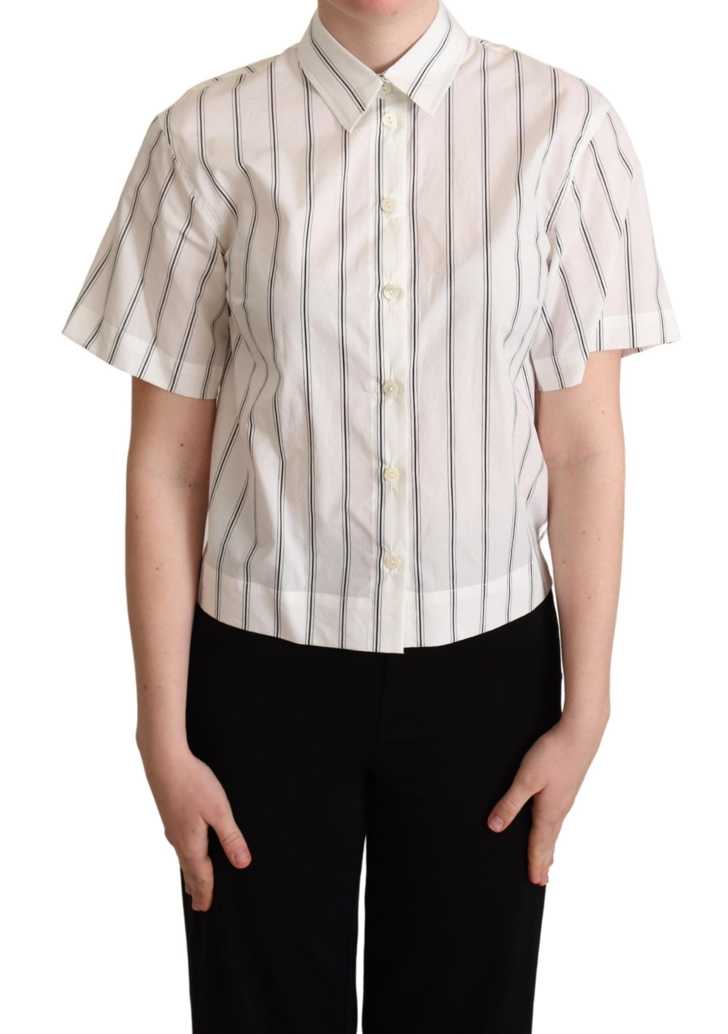 Chemise à col blanc et rayures noires Dolce & Gabbana