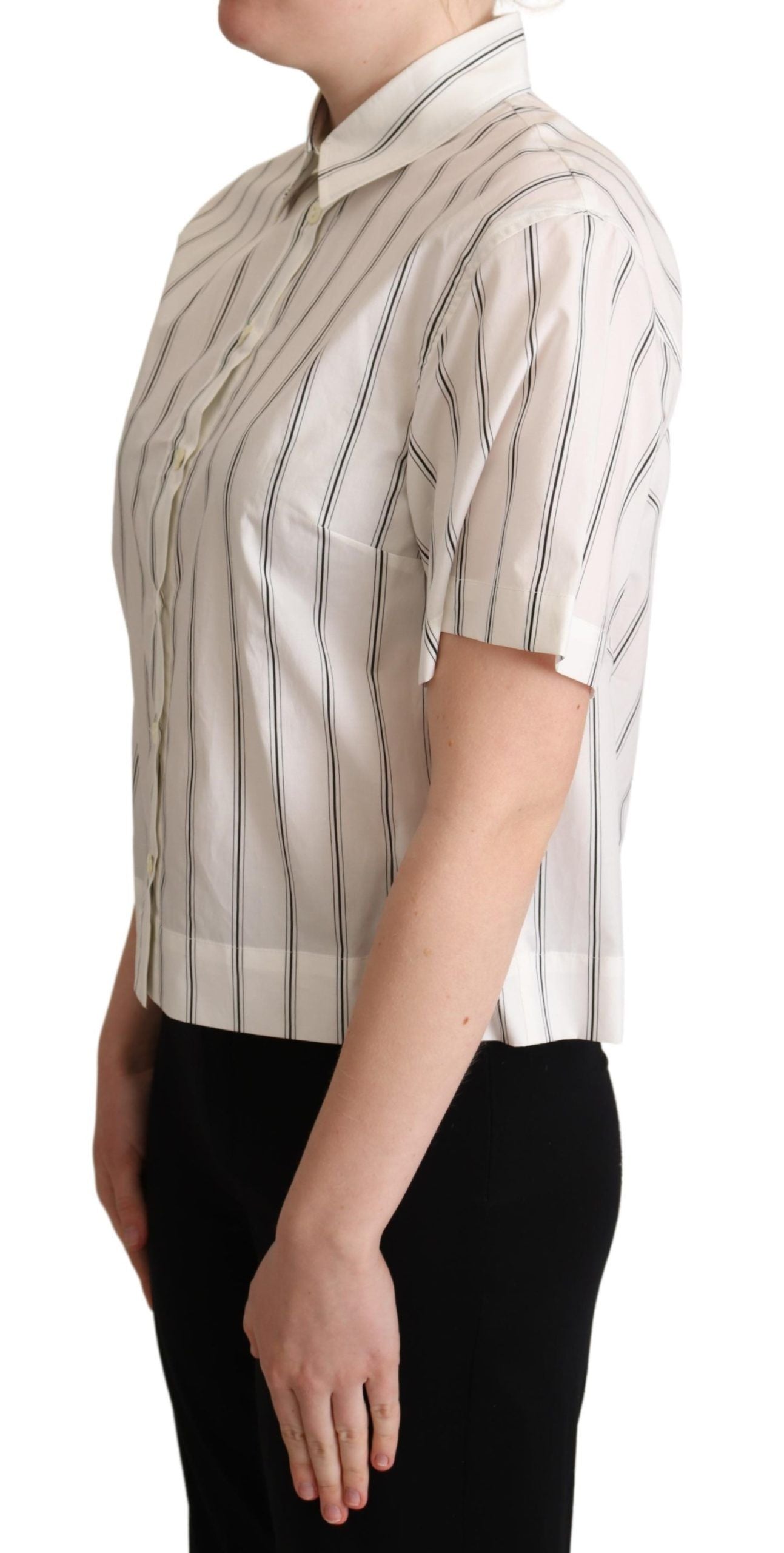 Chemise à col blanc et rayures noires Dolce & Gabbana