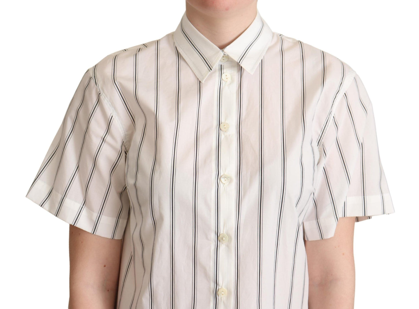 Chemise à col blanc et rayures noires Dolce & Gabbana
