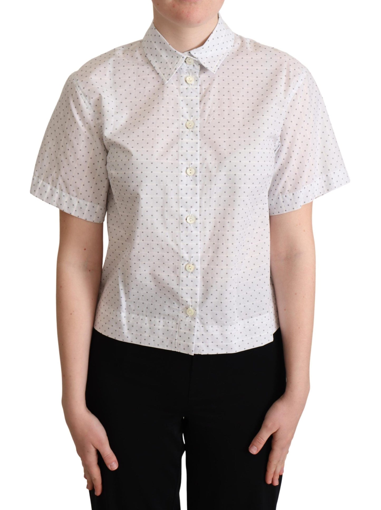 Blouse chemise à pois blancs et noirs avec col de Dolce & Gabbana