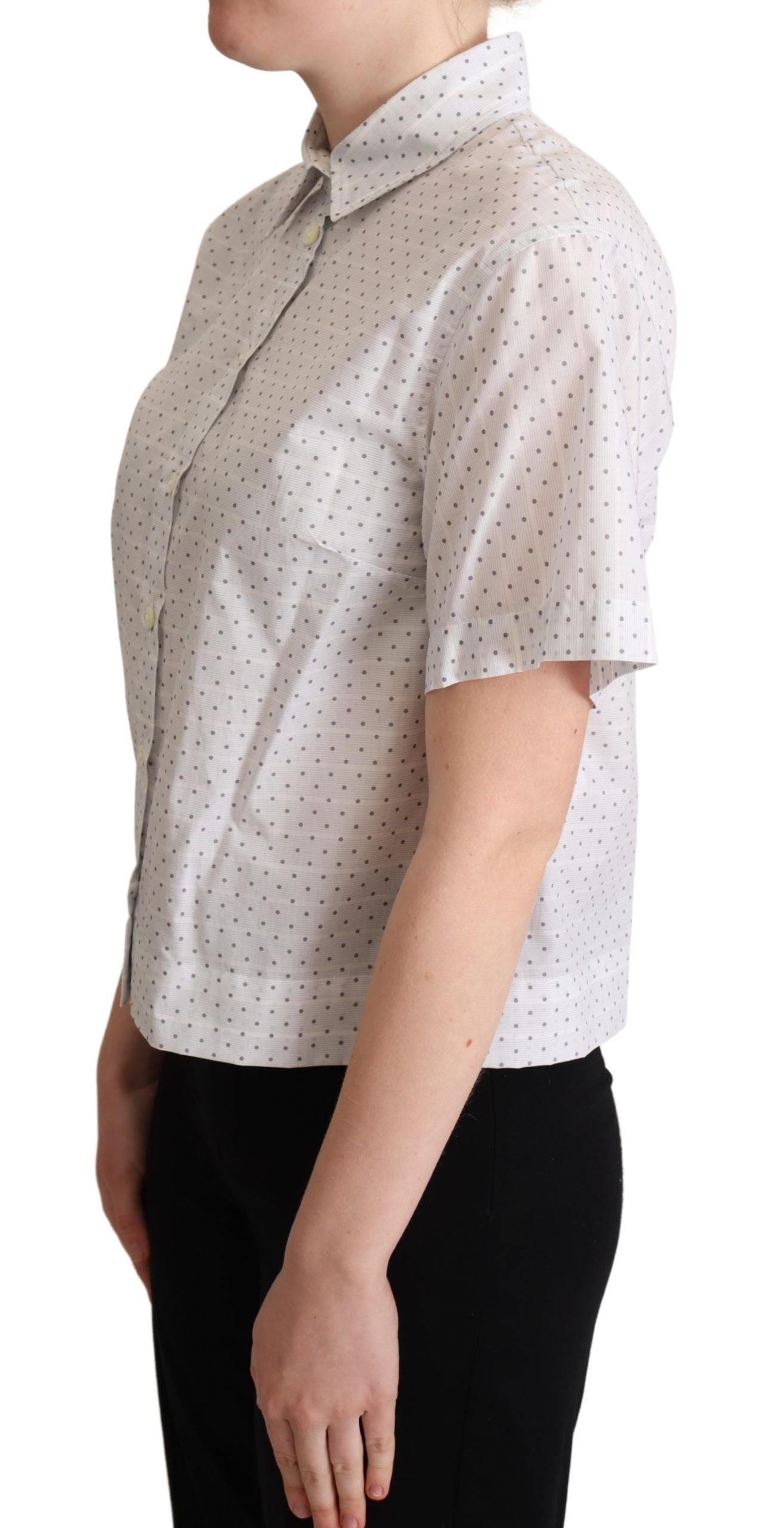 Blouse chemise à pois blancs et noirs avec col de Dolce & Gabbana