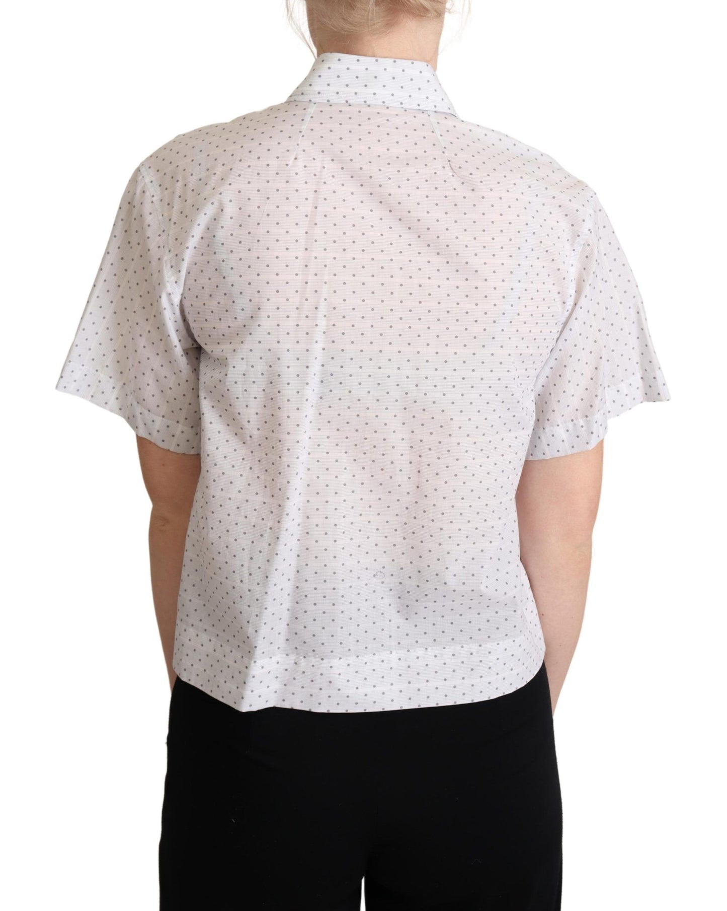 Blouse chemise à pois blancs et noirs avec col de Dolce & Gabbana