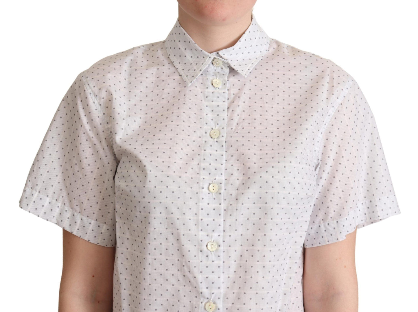 Blouse chemise à pois blancs et noirs avec col de Dolce & Gabbana