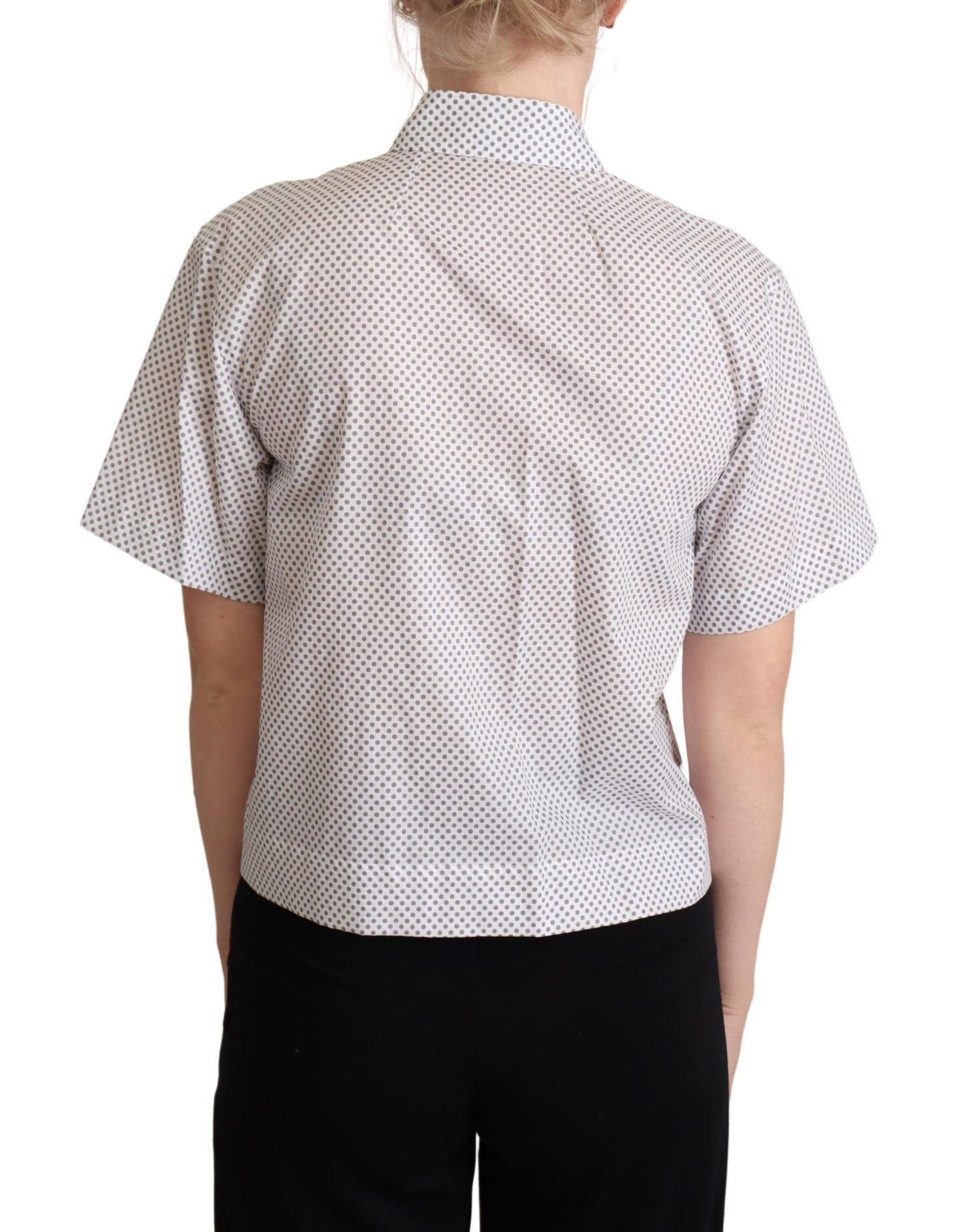 Chemise à col boutonné à pois blancs et gris de Dolce & Gabbana
