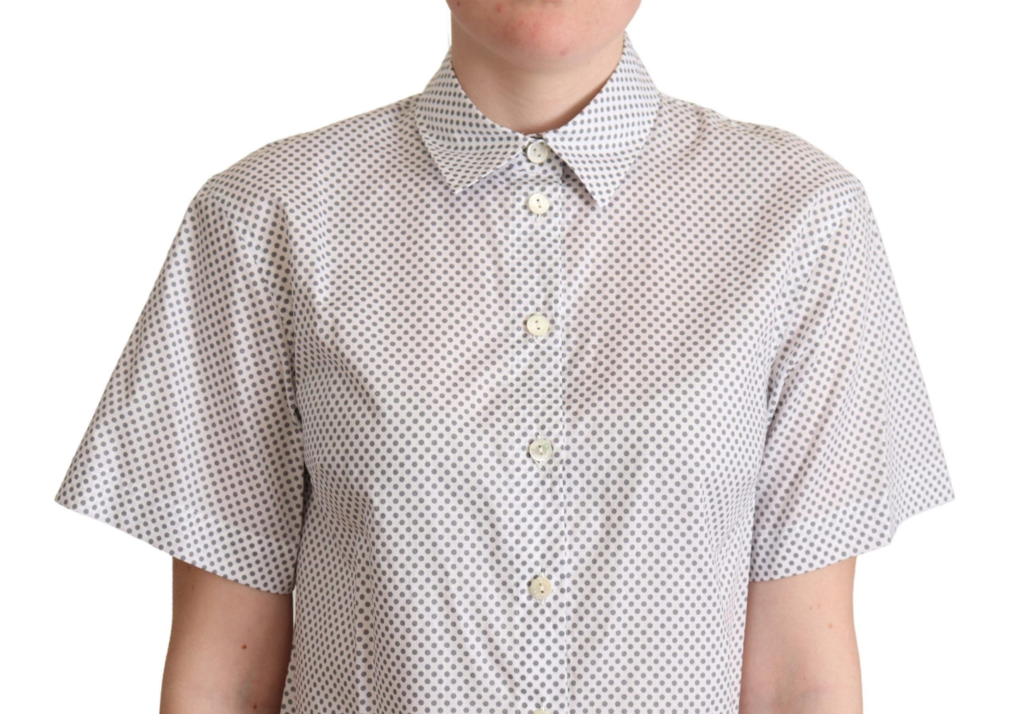 Chemise à col boutonné à pois blancs et gris de Dolce & Gabbana