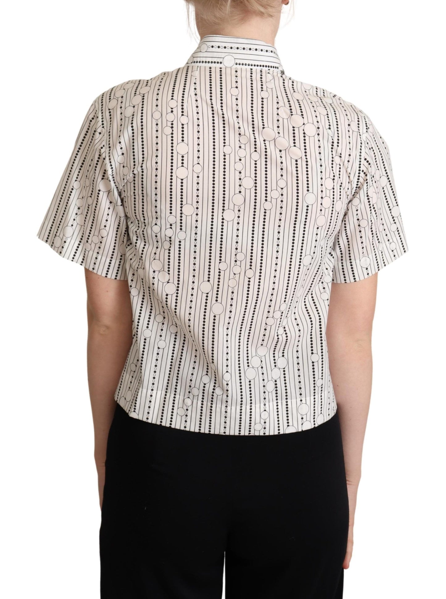 Chemise à manches longues à col boutonné, pois blancs, Dolce & Gabbana