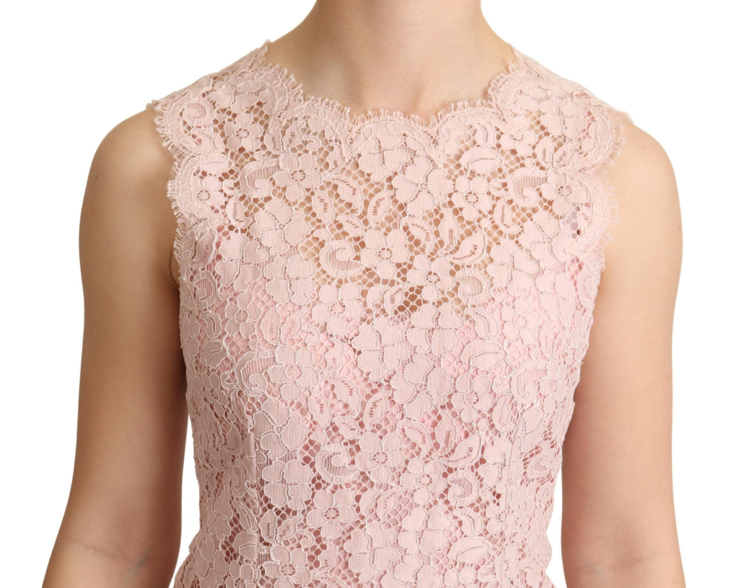 Haut-débardeur en dentelle rose à motifs floraux sans manches Dolce & Gabbana