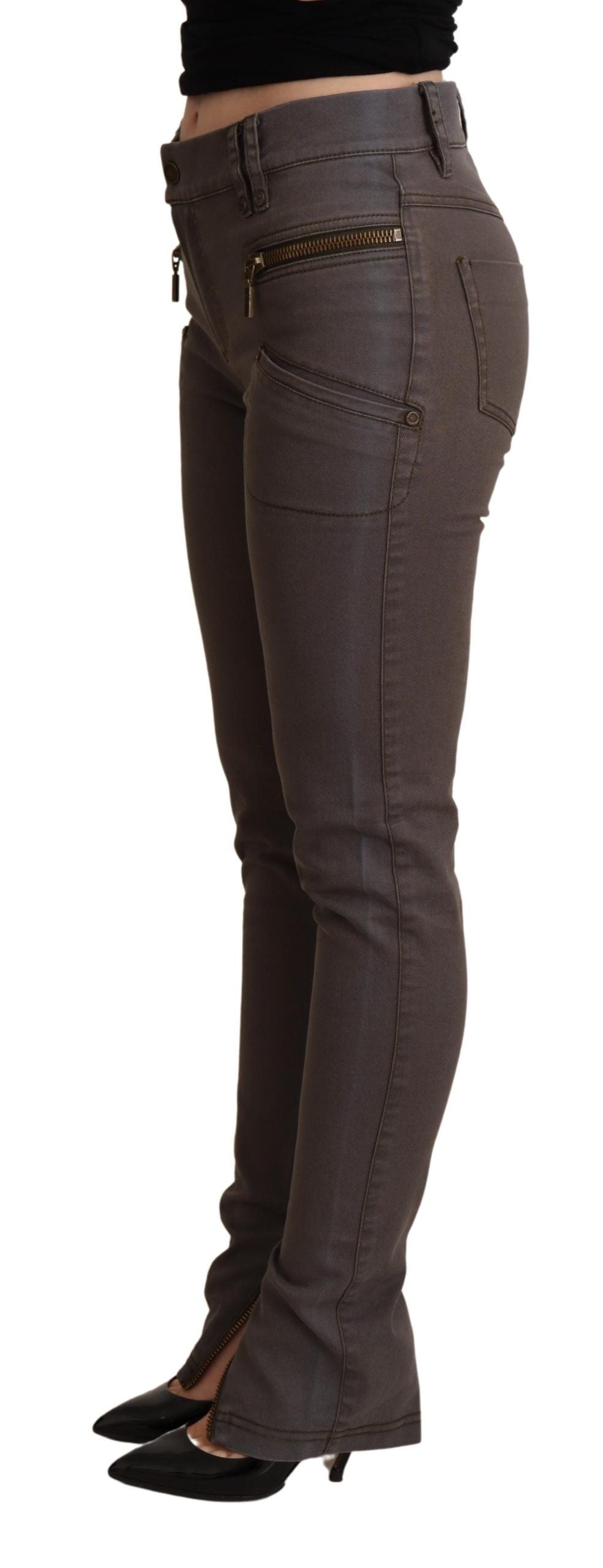 PLEIN SUD Jean skinny en coton extensible marron
