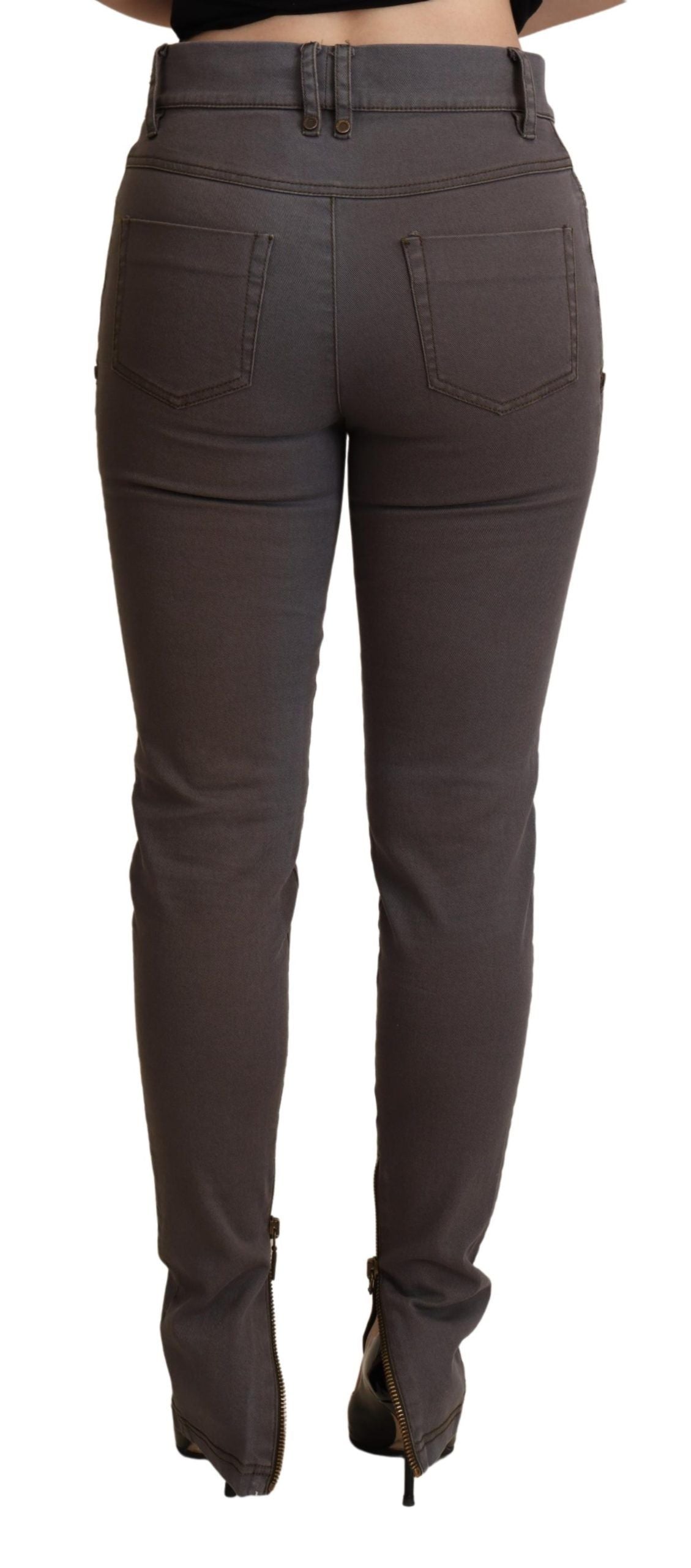 PLEIN SUD Jean skinny en coton extensible marron