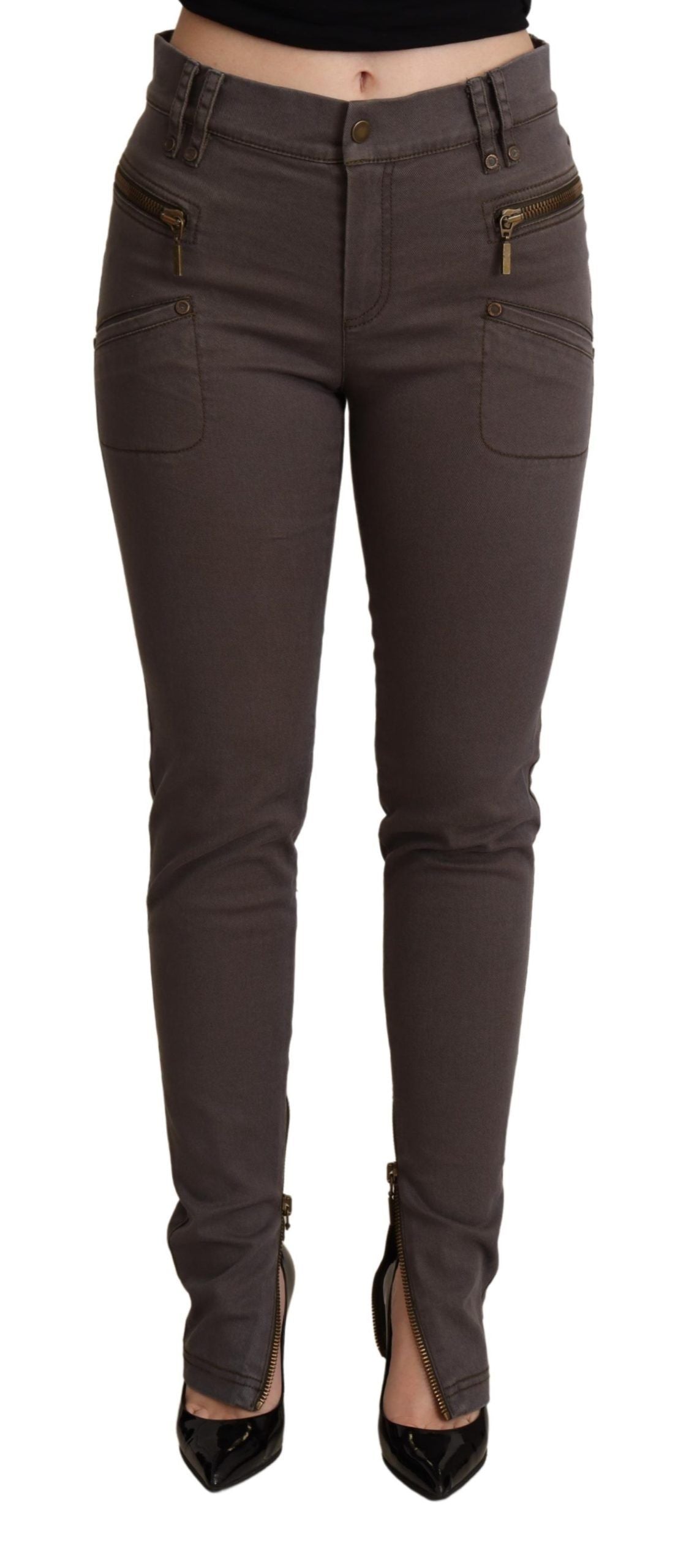 PLEIN SUD Jean skinny en coton extensible marron