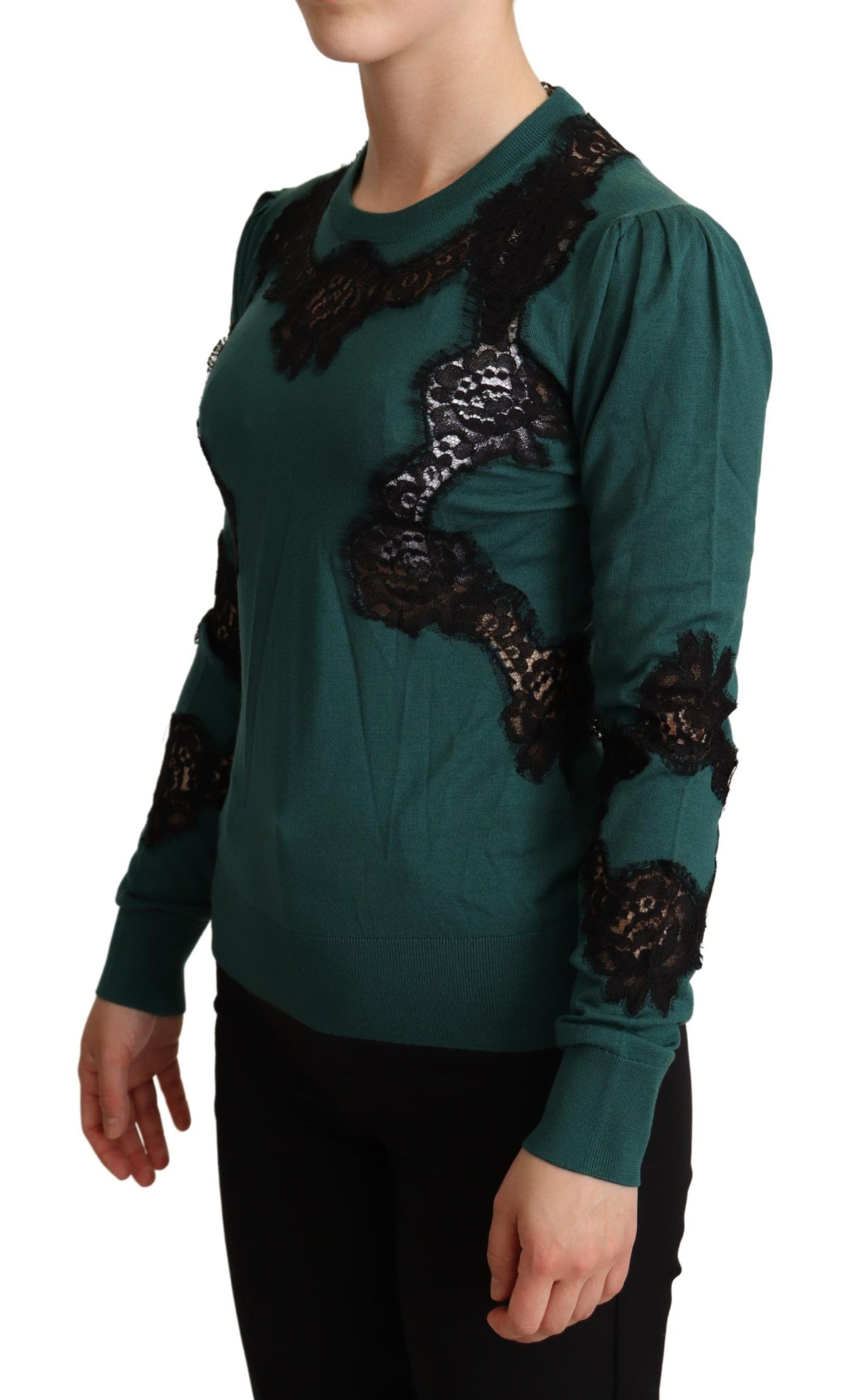 Pull en laine à col rond vert de Dolce & Gabbana