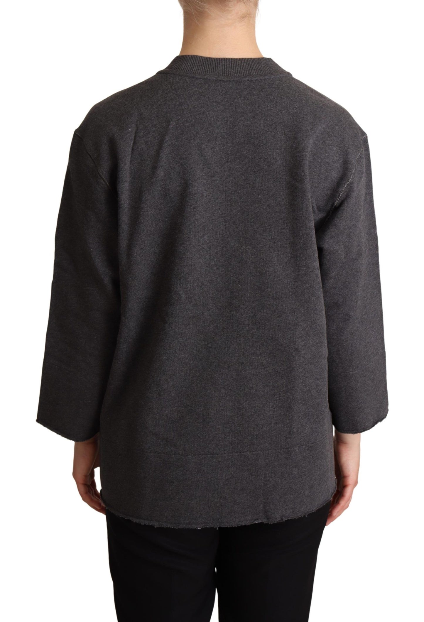Pull en tricot gris brodé pour femme de Dolce & Gabbana