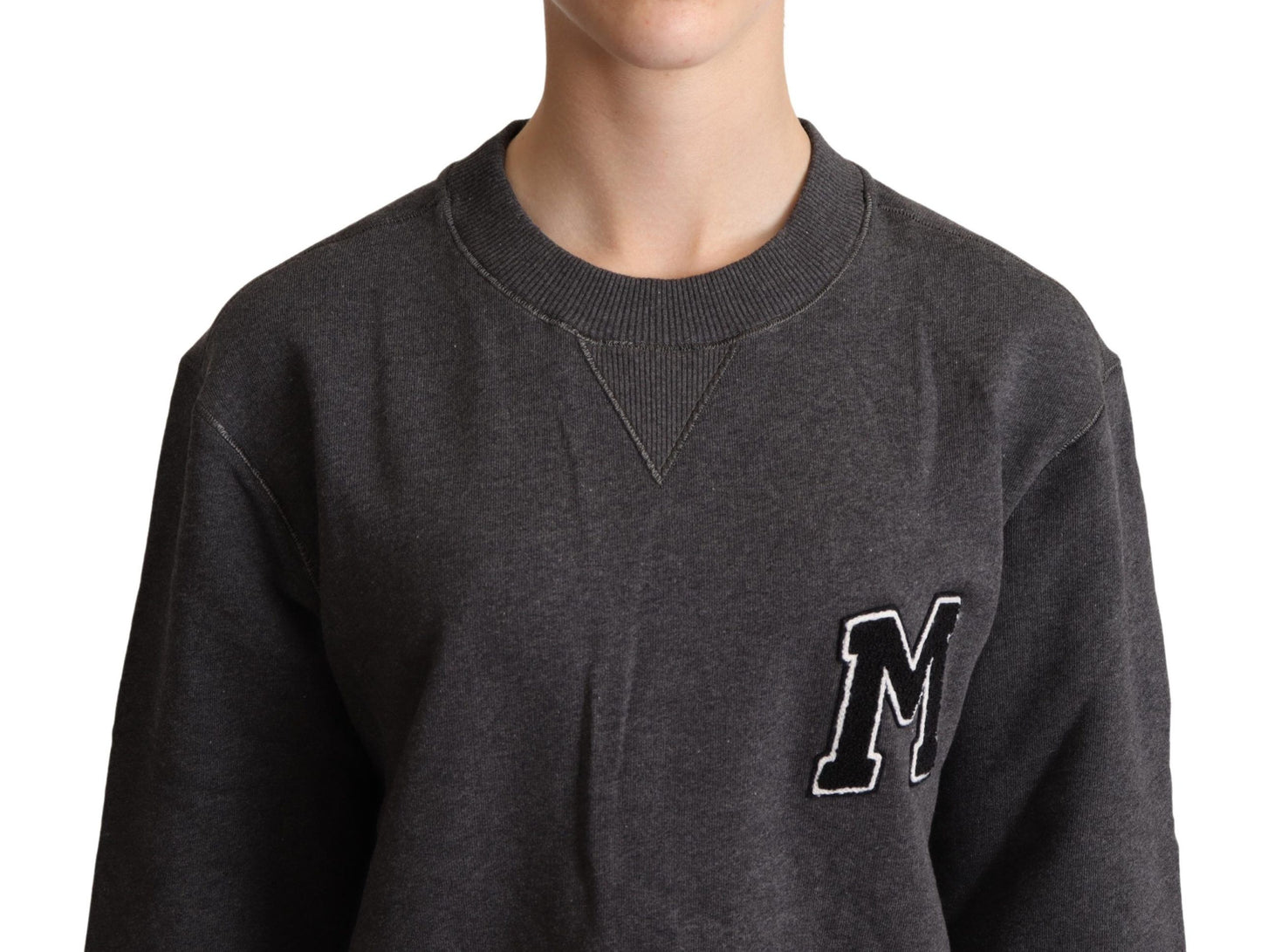 Pull en tricot gris brodé pour femme de Dolce & Gabbana