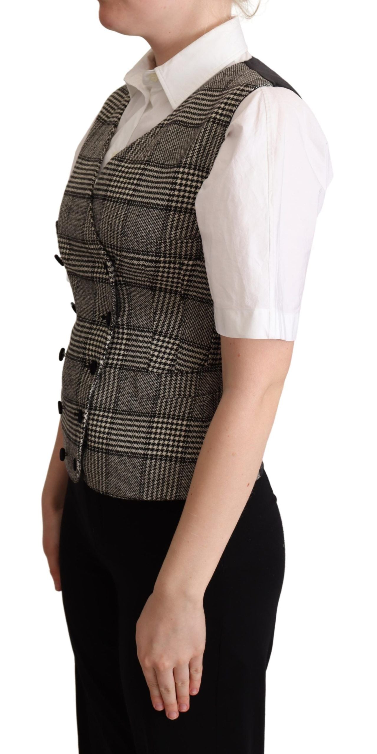 Gilet sans manches à carreaux gris de Dolce & Gabbana
