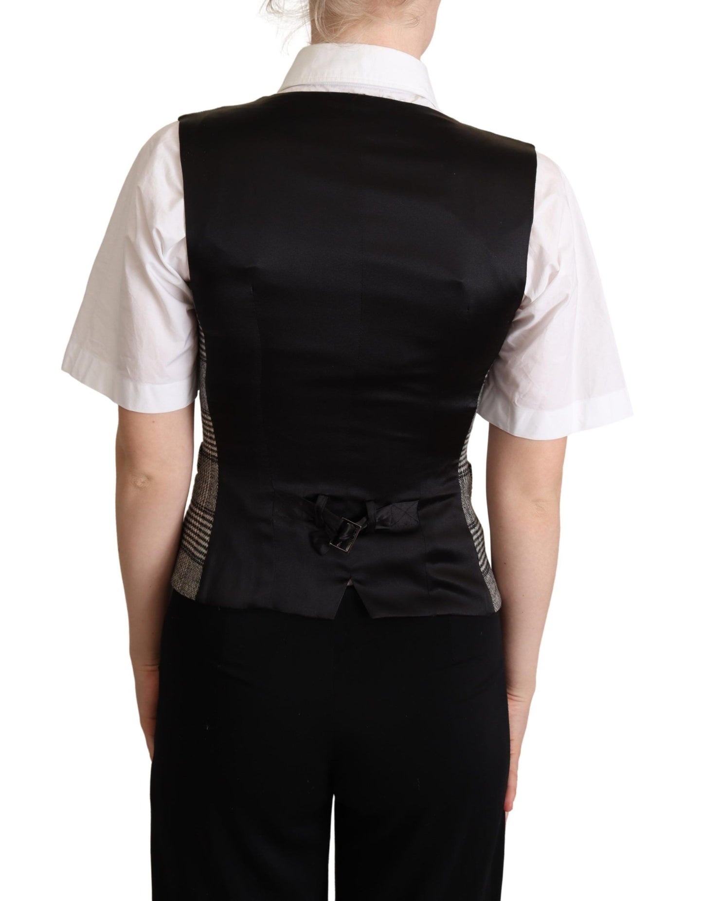 Gilet sans manches à carreaux gris de Dolce & Gabbana