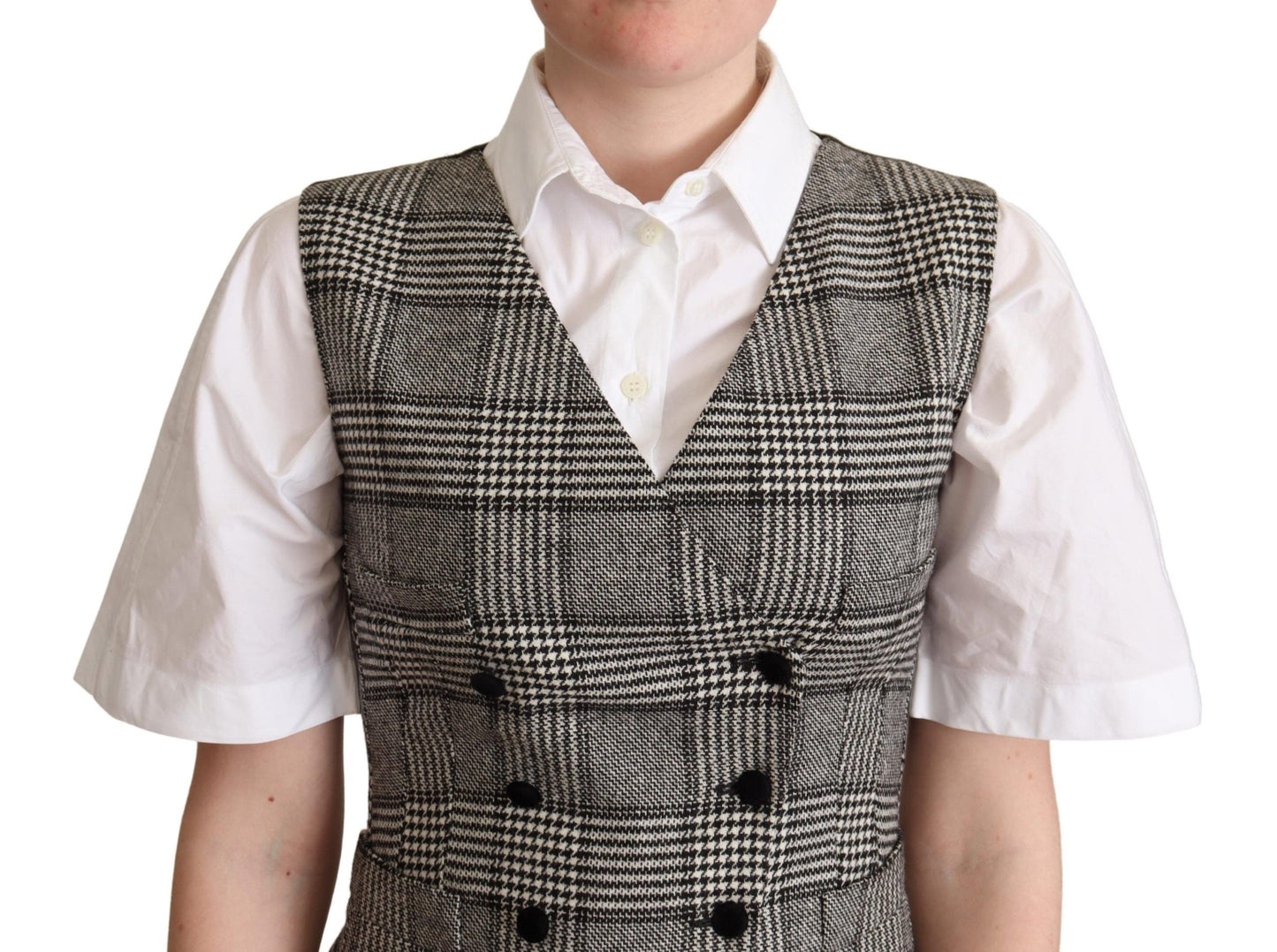 Gilet sans manches à carreaux gris de Dolce & Gabbana