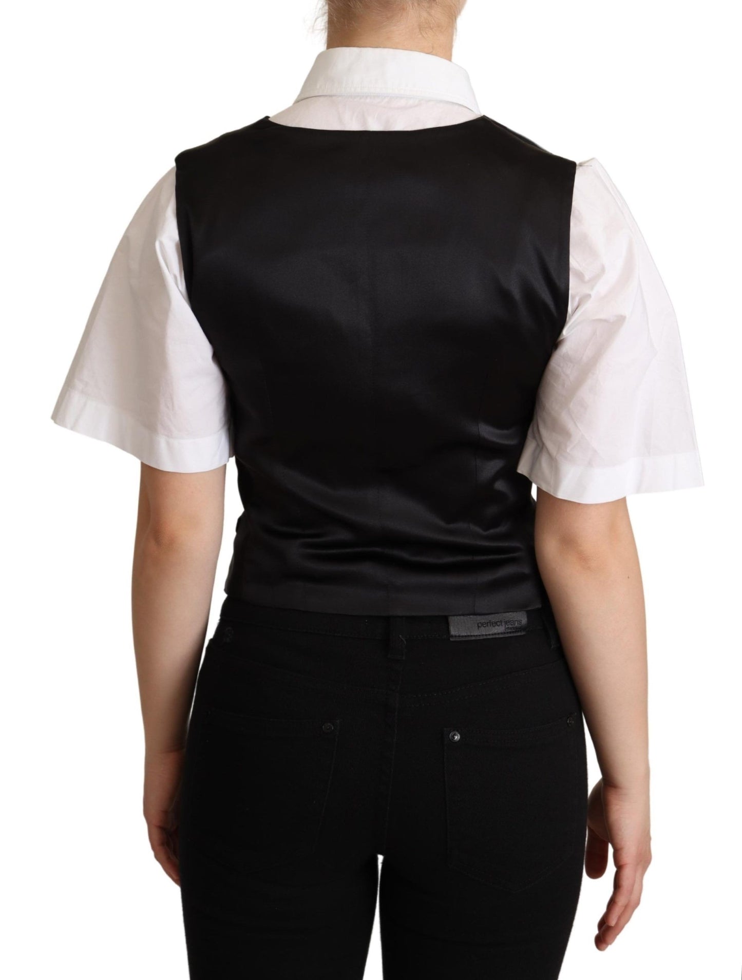 Gilet sans manches en soie noire Dolce & Gabbana