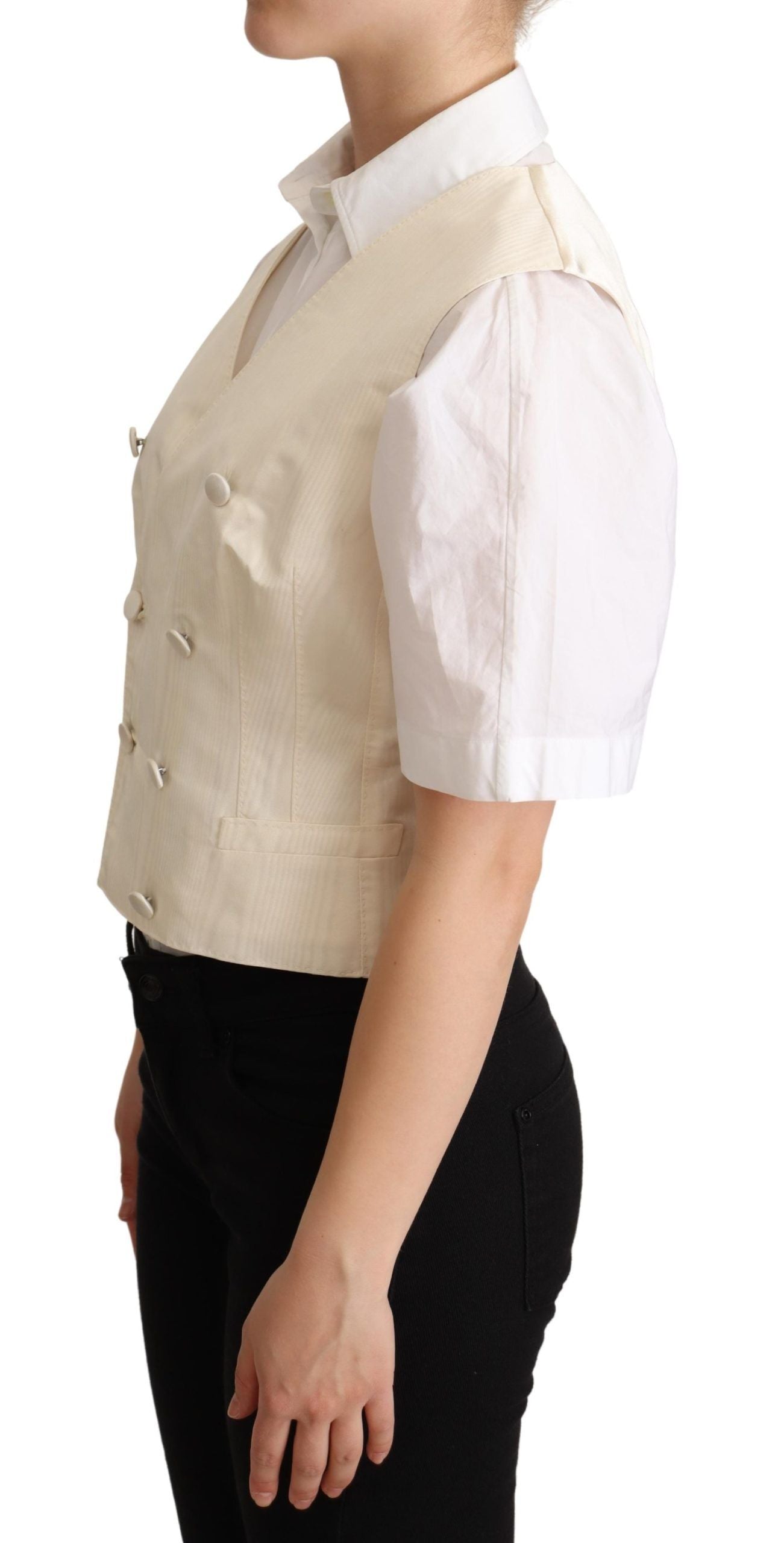Gilet sans manches en soie beige Dolce & Gabbana