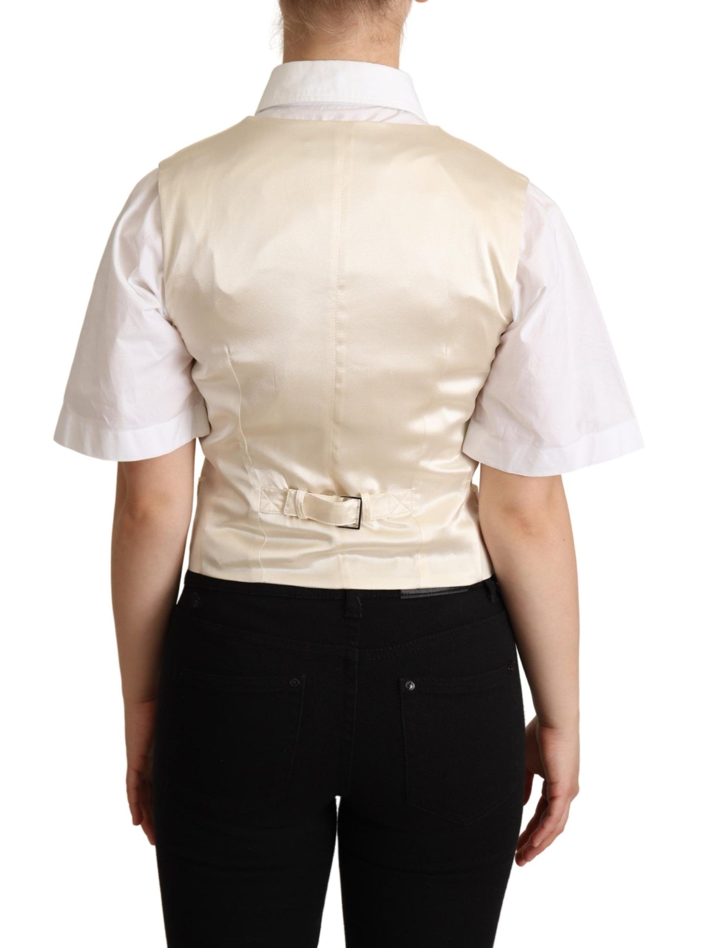 Gilet sans manches en soie beige Dolce & Gabbana