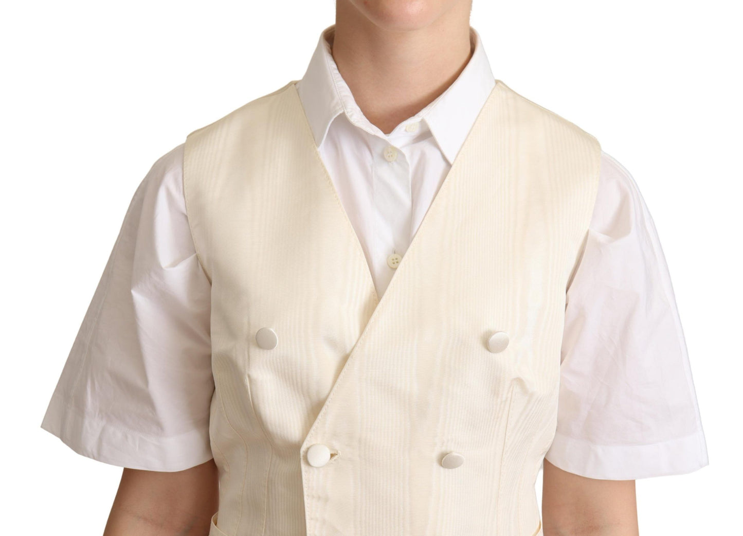 Gilet sans manches en soie beige Dolce & Gabbana