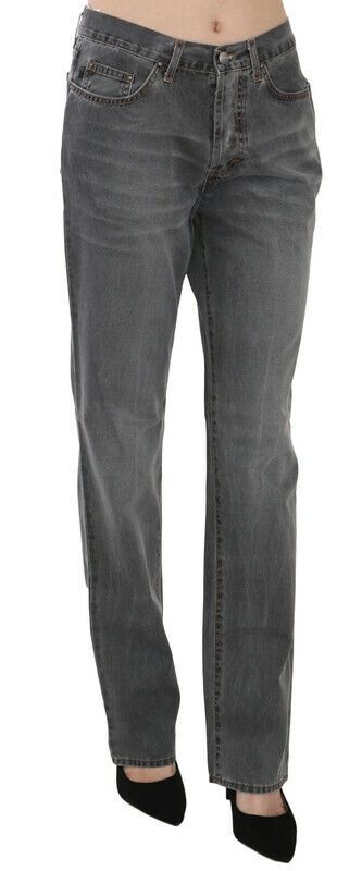 Jean droit taille mi-hauteur, gris délavé, Just Cavalli.