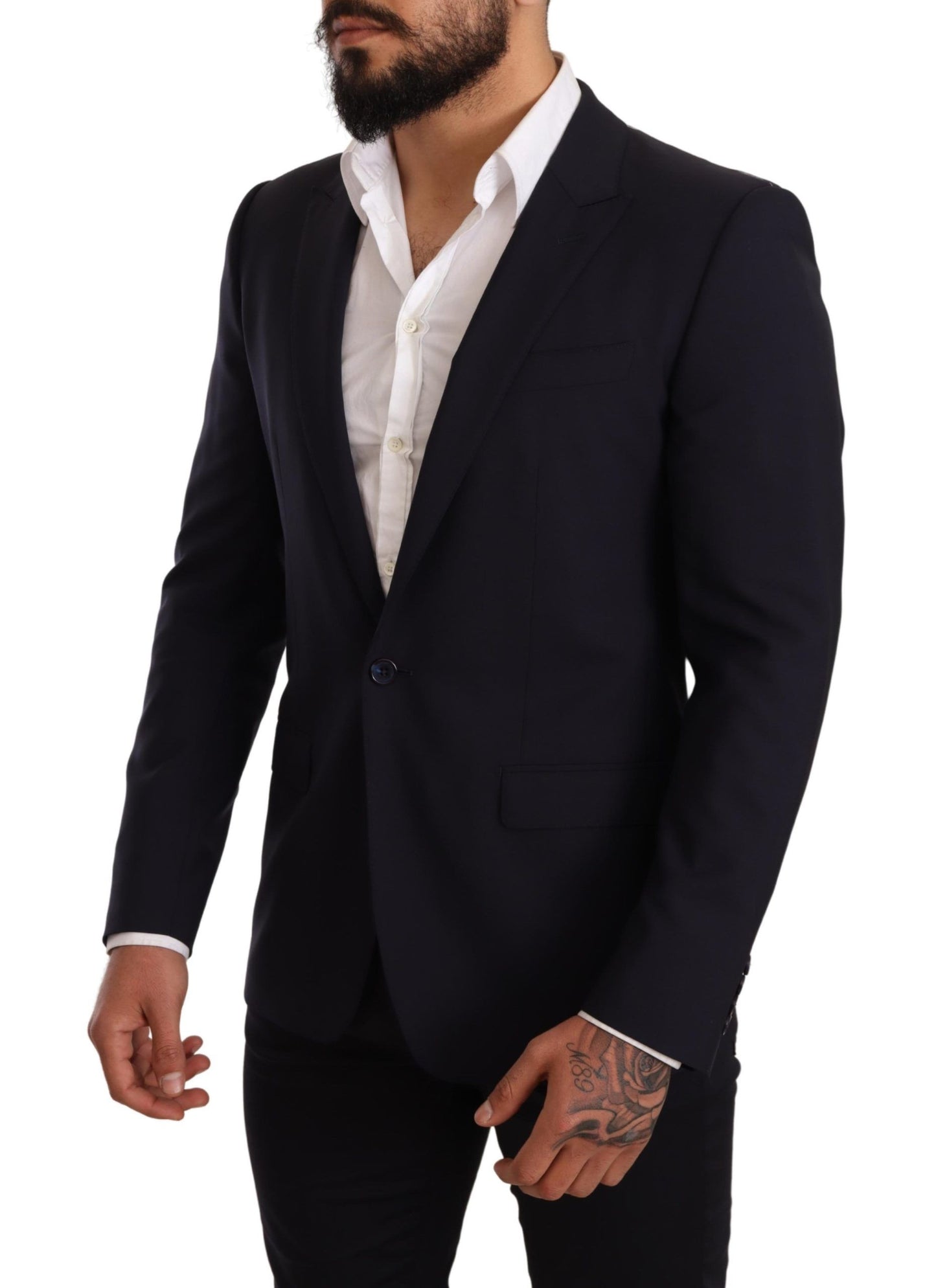 Dolce & Gabbana Blazer MARTINI en laine bleu marine, coupe slim.