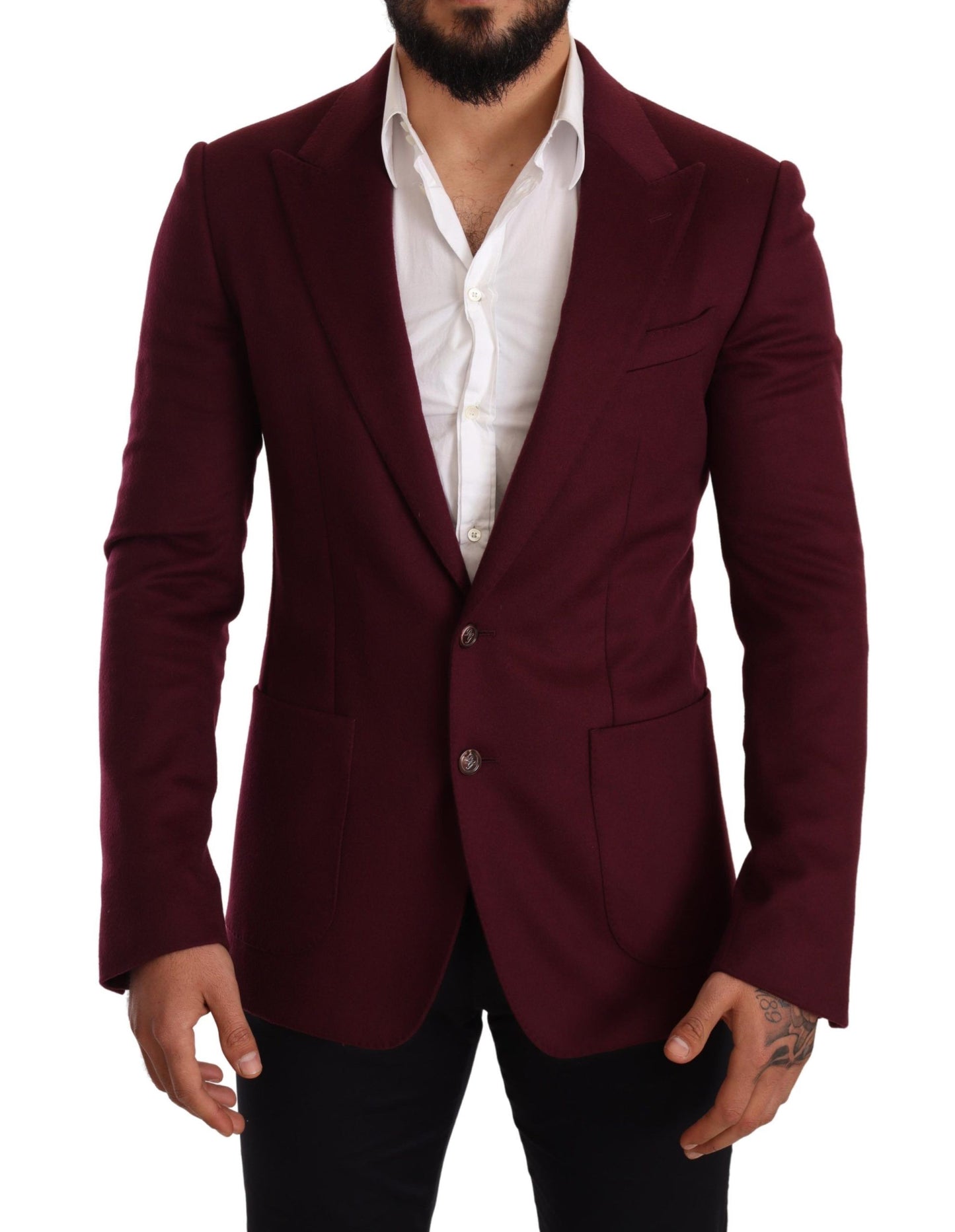 Dolce & Gabbana Veste, Blazer, et Manteau Slim Fit en Cachemire Marron Foncé