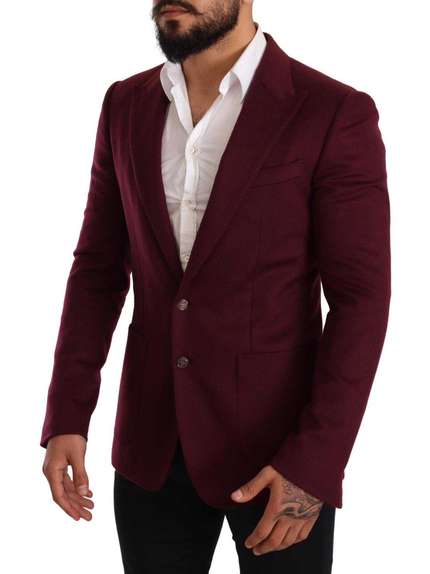 Dolce & Gabbana Veste, Blazer, et Manteau Slim Fit en Cachemire Marron Foncé