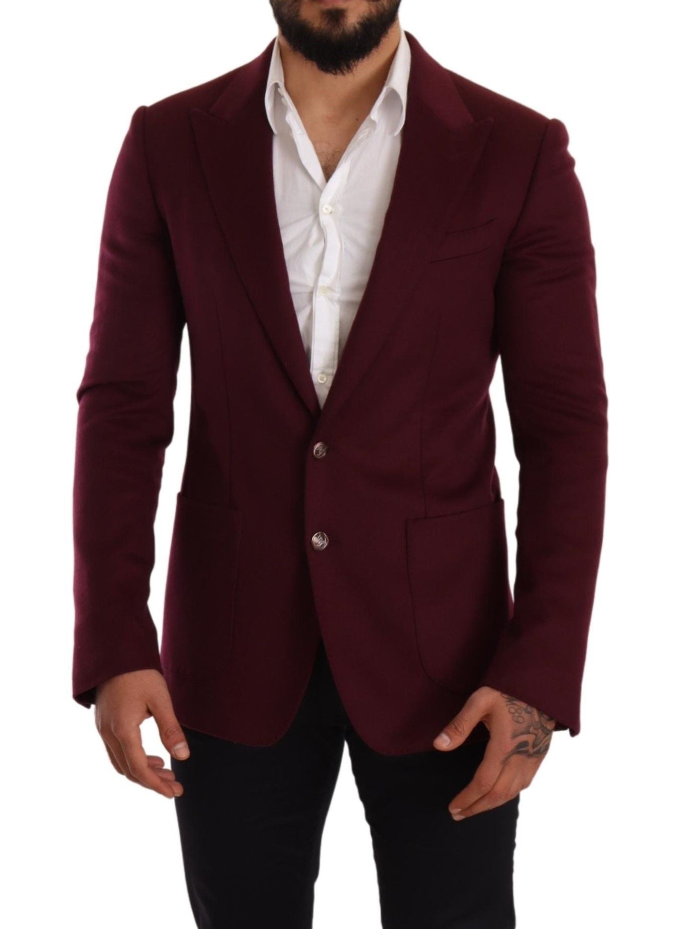 Dolce & Gabbana Veste, Blazer, et Manteau Slim Fit en Cachemire Marron Foncé