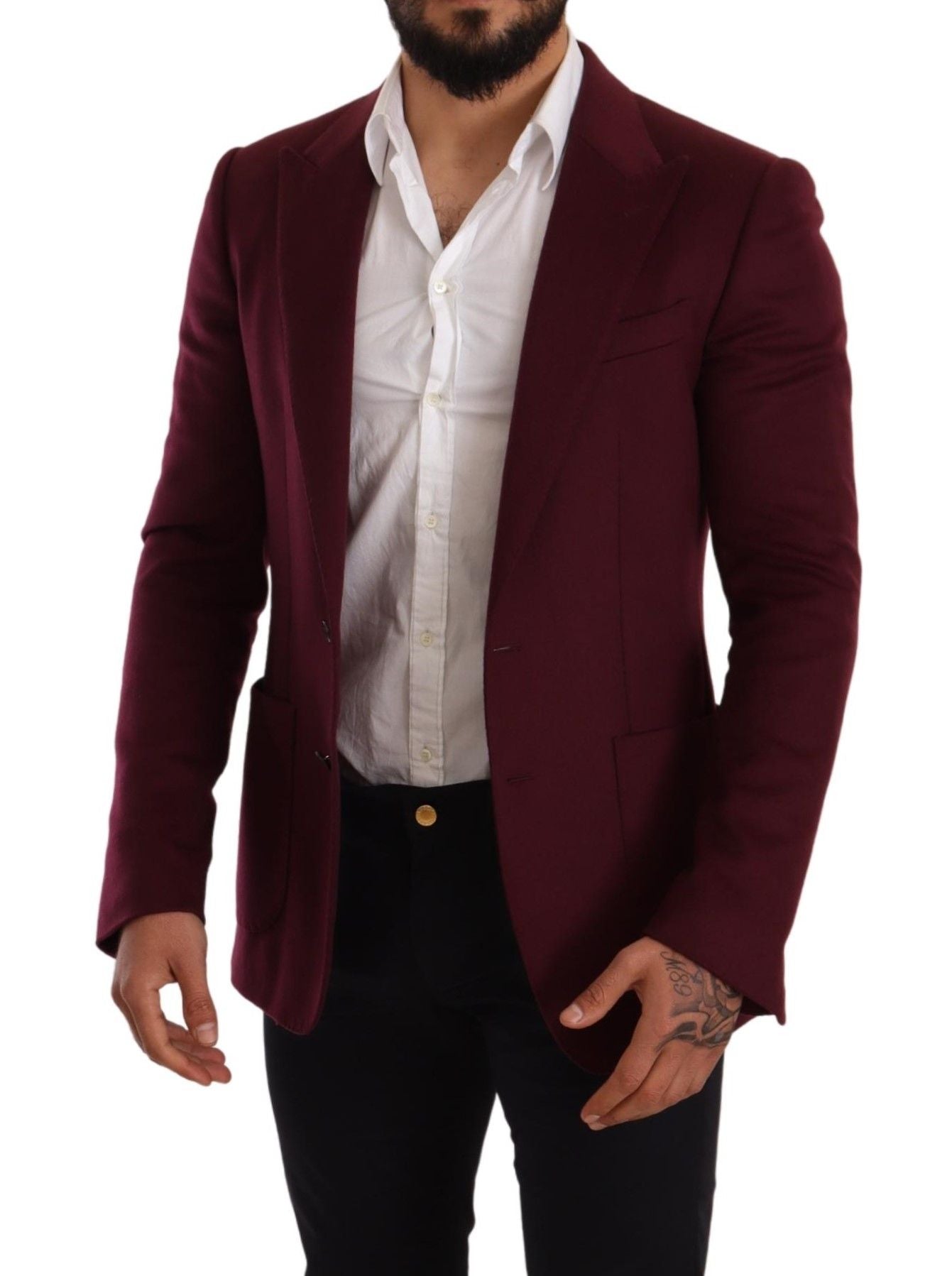 Dolce & Gabbana Veste, Blazer, et Manteau Slim Fit en Cachemire Marron Foncé