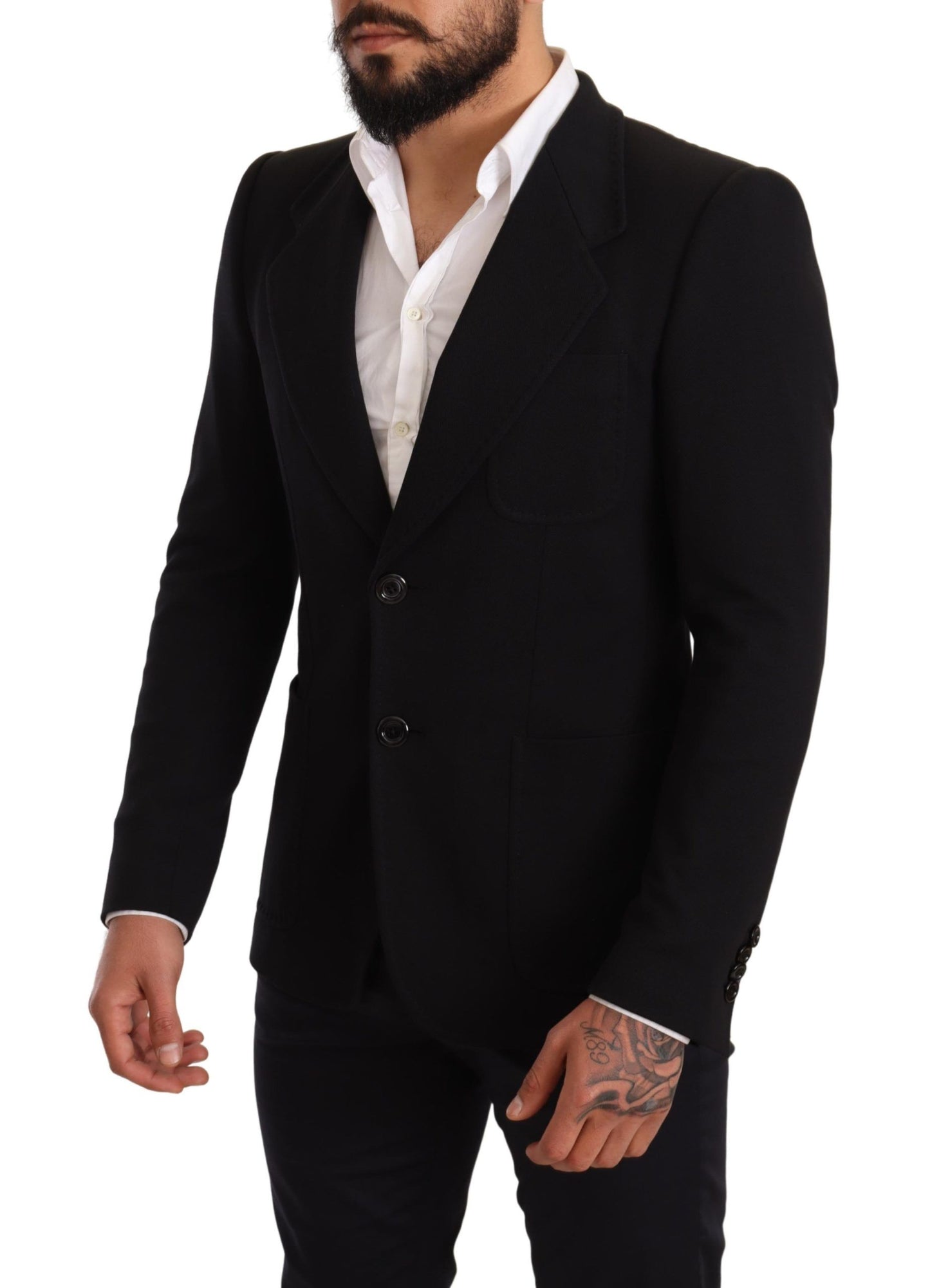 Dolce & Gabbana, veste blazer slim en coton noir.