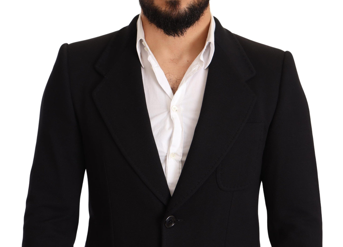 Dolce & Gabbana, veste blazer slim en coton noir.