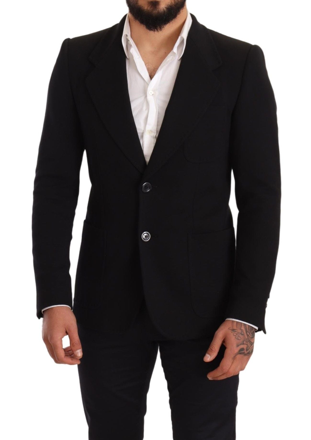 Dolce & Gabbana, veste blazer slim en coton noir.