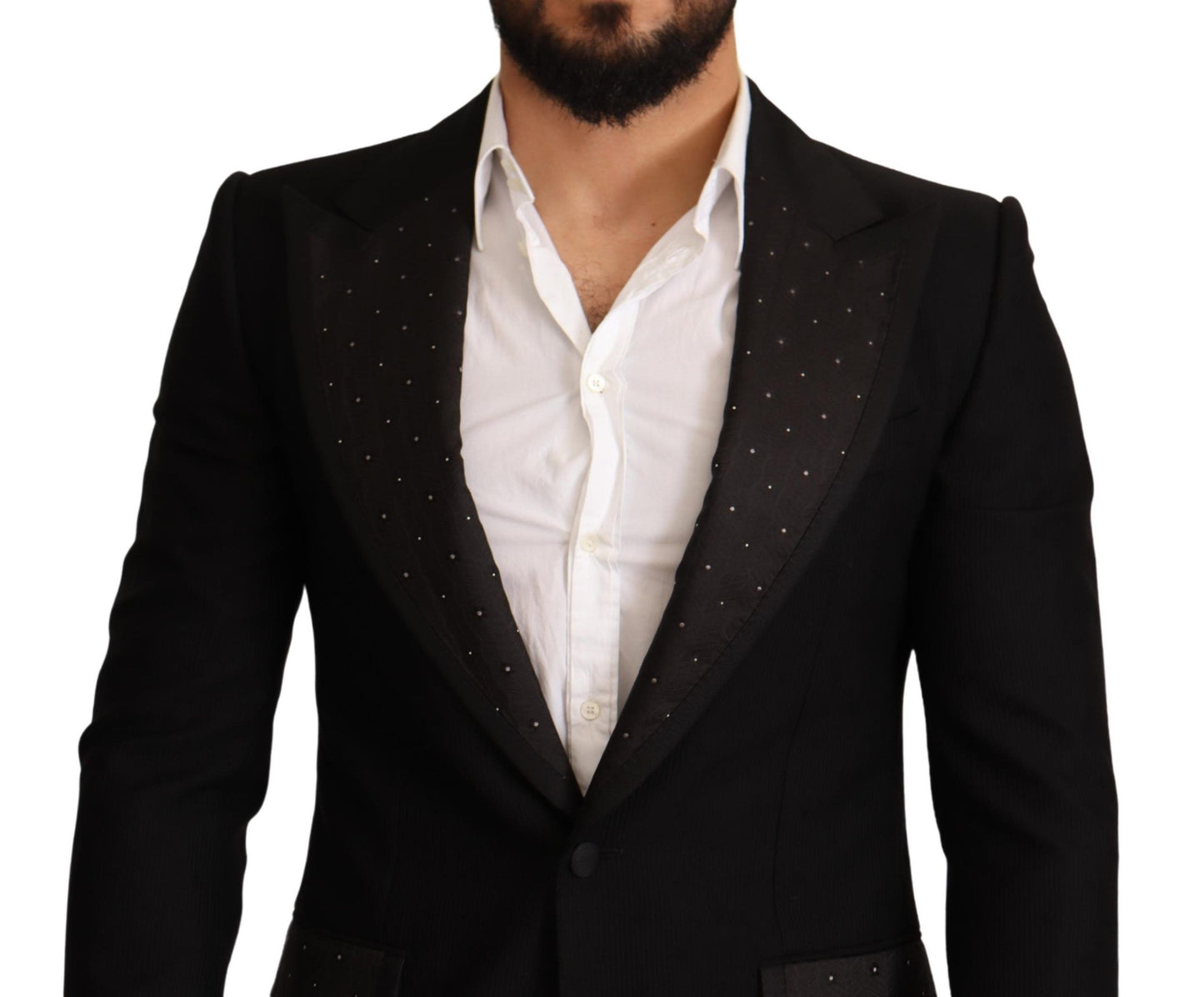 Dolce & Gabbana, veste-blazer en laine noire, coupe ajustée.