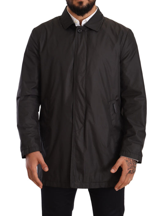 Manteau-trencher noir en polyester pour homme de Dolce & Gabbana