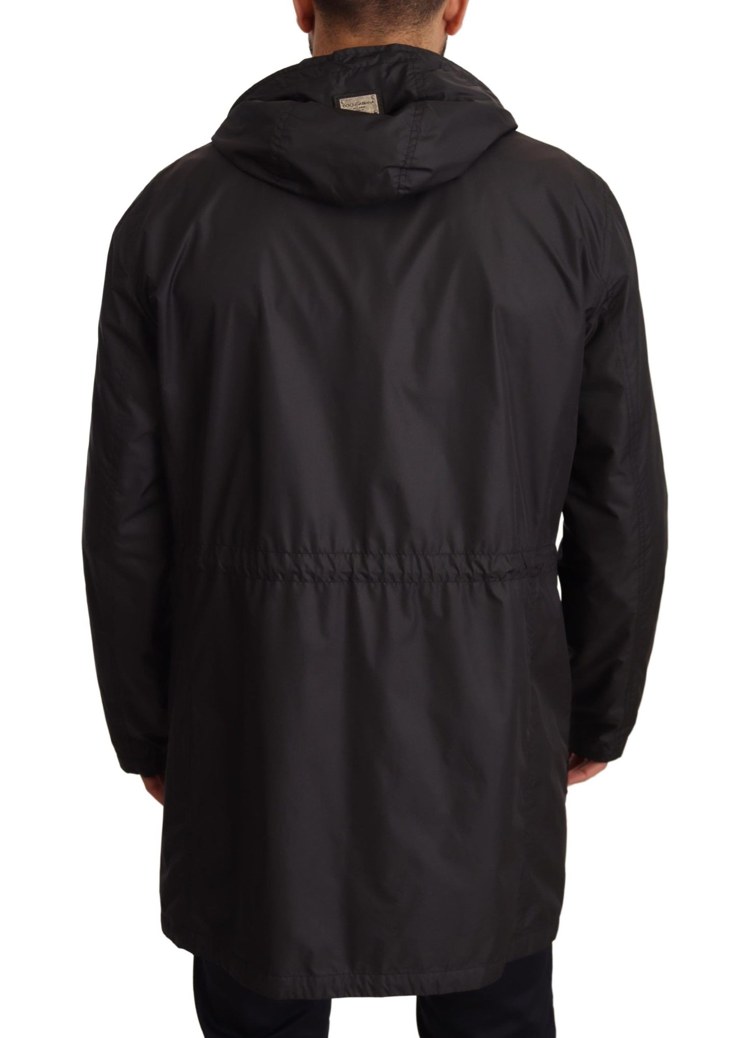 Manteau-trencher noir à capuche pour homme de Dolce & Gabbana