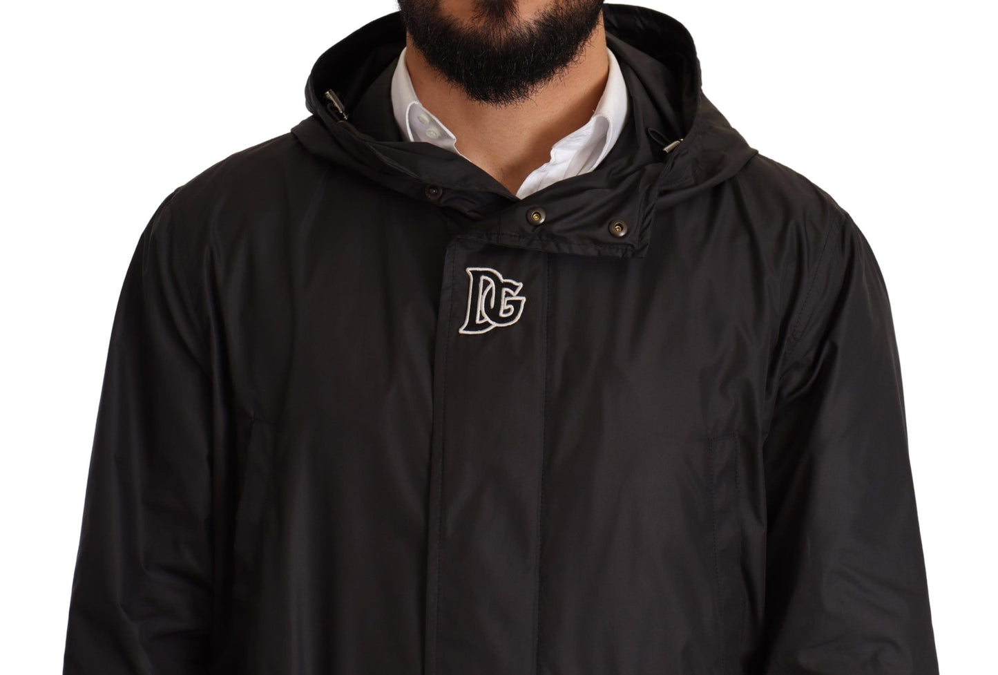 Manteau-trencher noir à capuche pour homme de Dolce & Gabbana