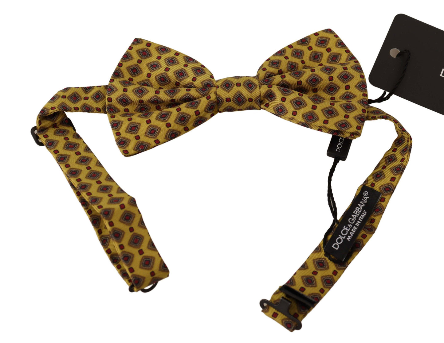 Nœud papillon ajustable en soie jaune à motifs Dolce & Gabbana